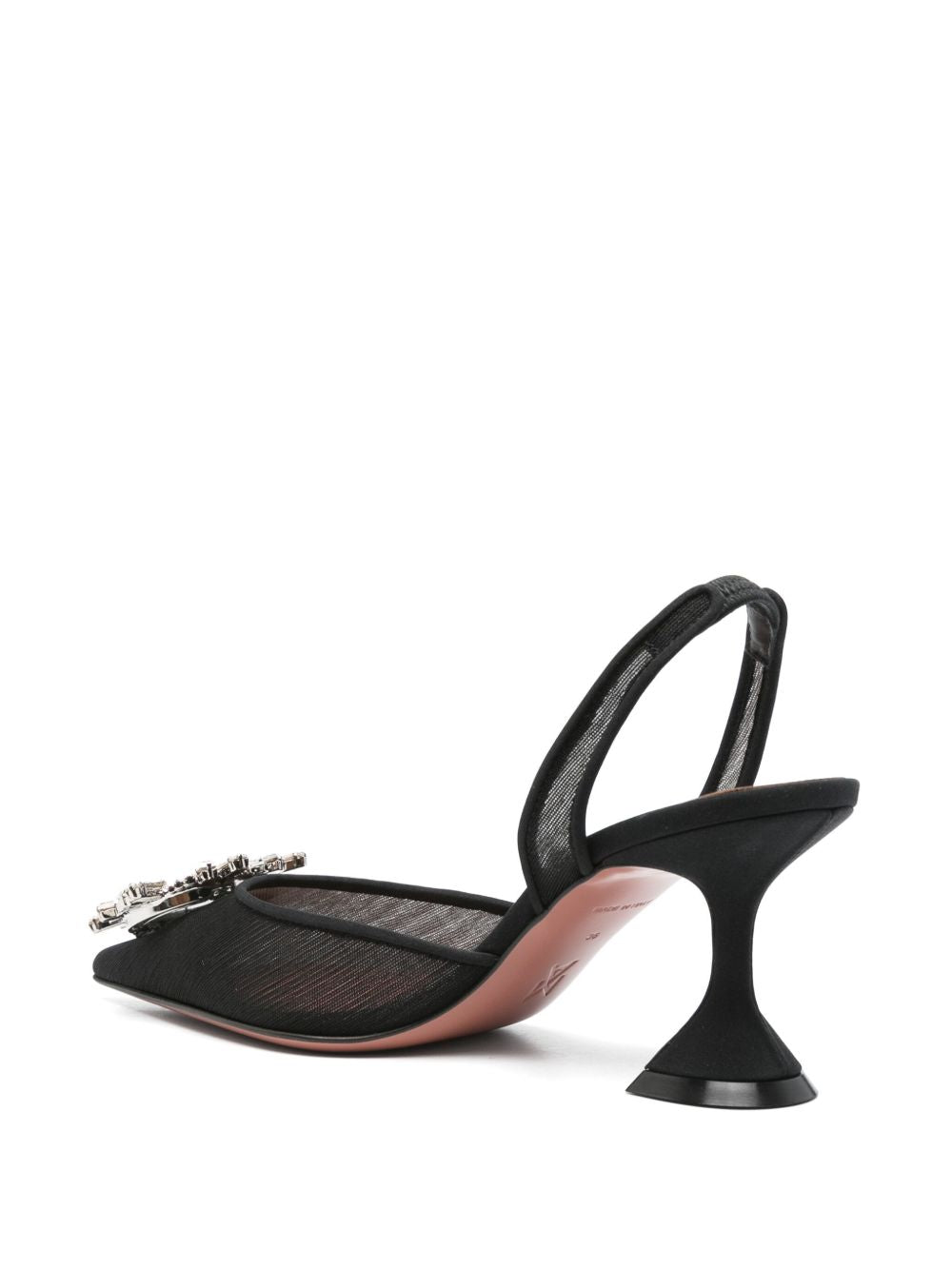 Amina Muaddi Begum Mesh Sling 70 Black Mesh