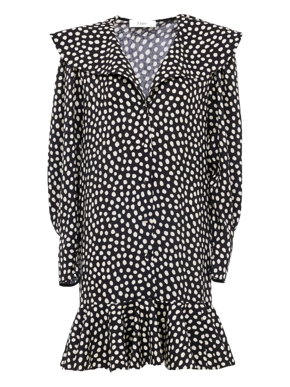 Chloé Chloé V-neck long sleeves Dotted silk dress