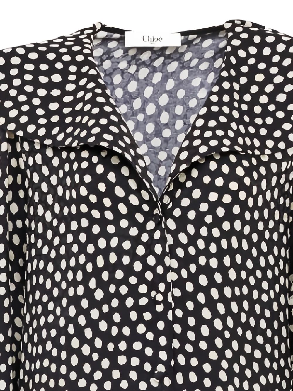 Chloé Chloé V-neck long sleeves Dotted silk dress