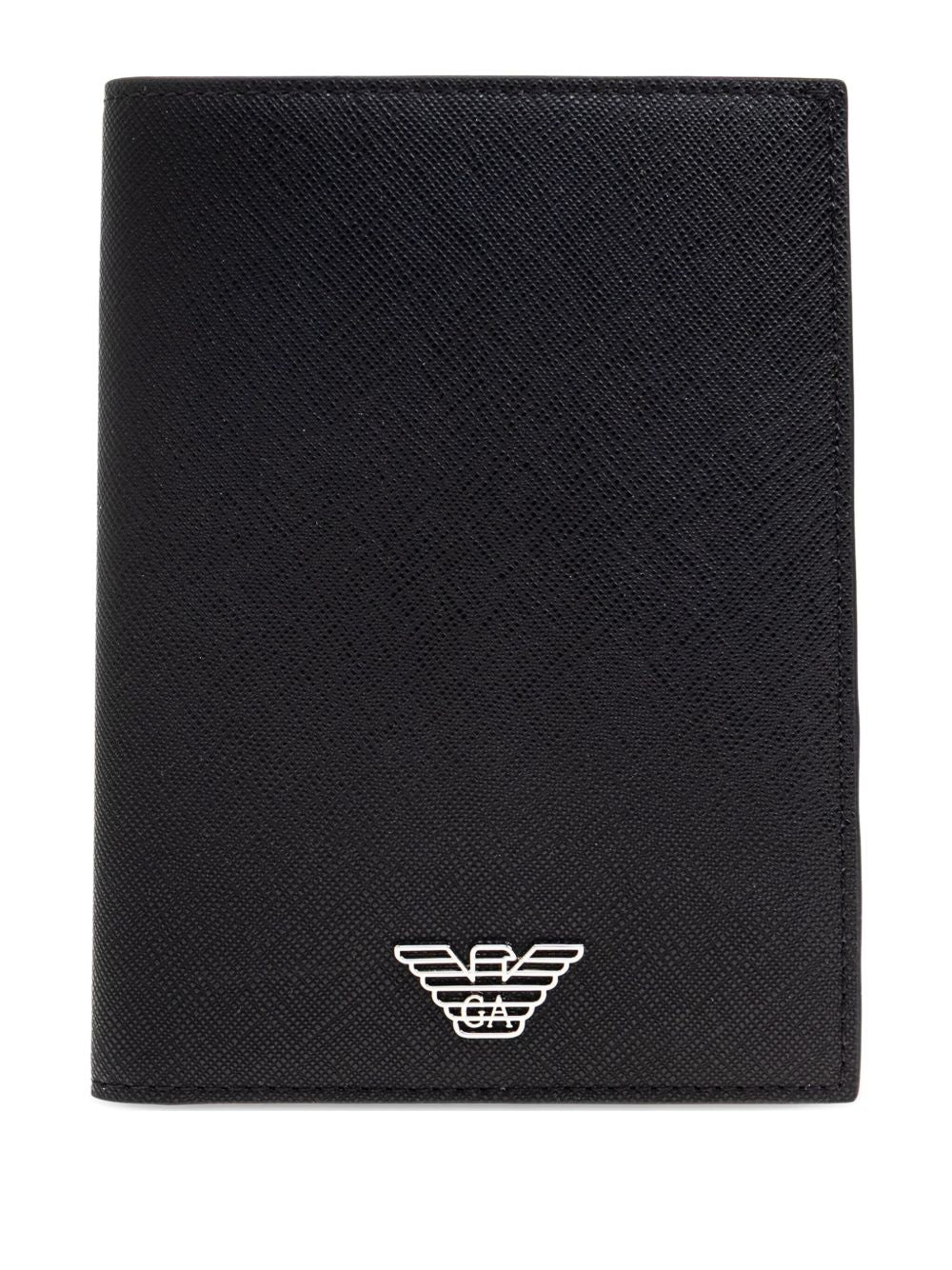 Emporio Armani Asv Regenerated Saffiano Leather Passport Holder With Eagle Plate