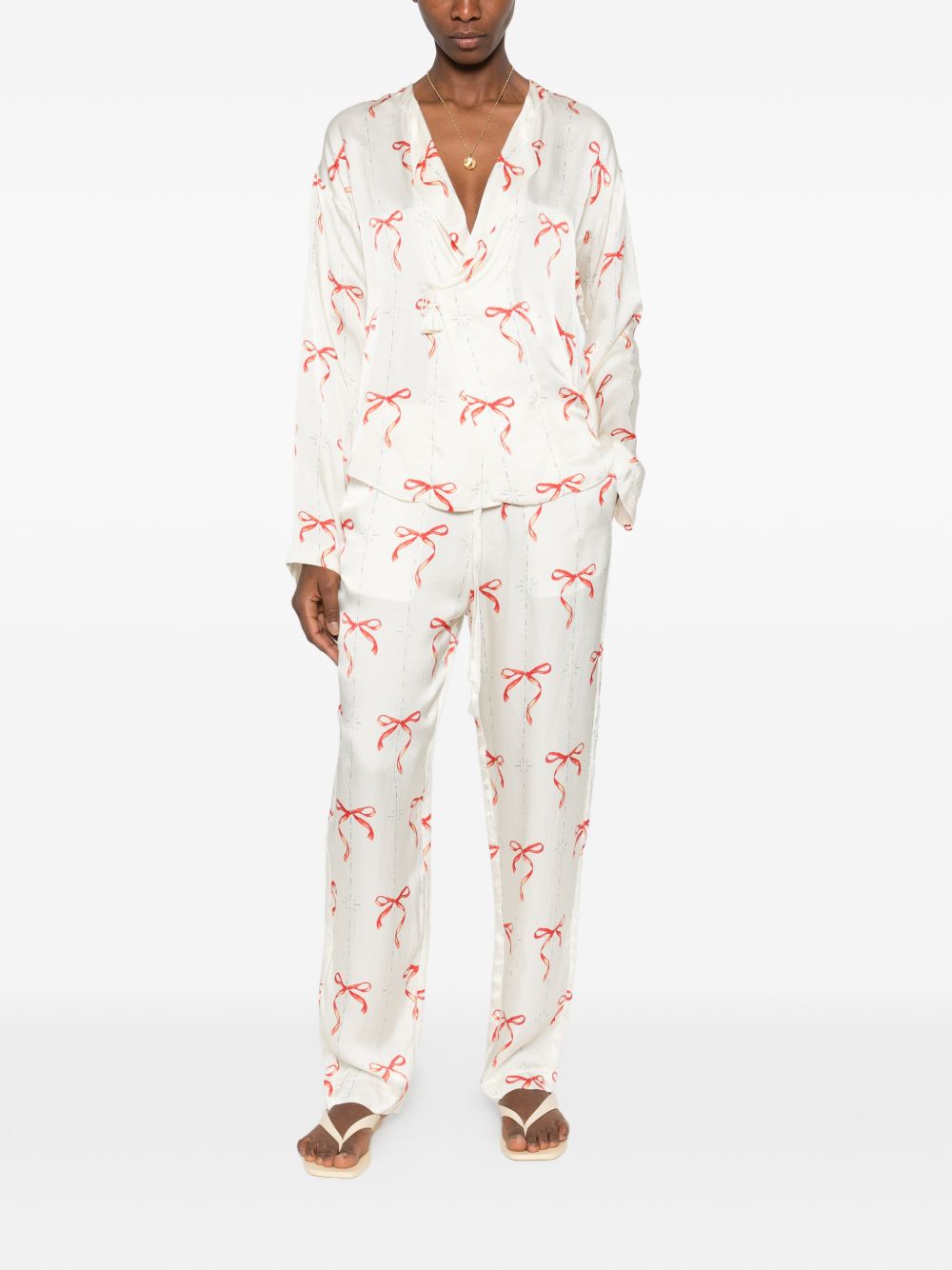 Forte Forte V-neck Printed crossed shirt