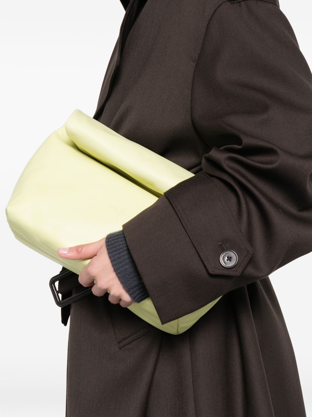 Cortana Delhi S, Large Lime Leather Clutch