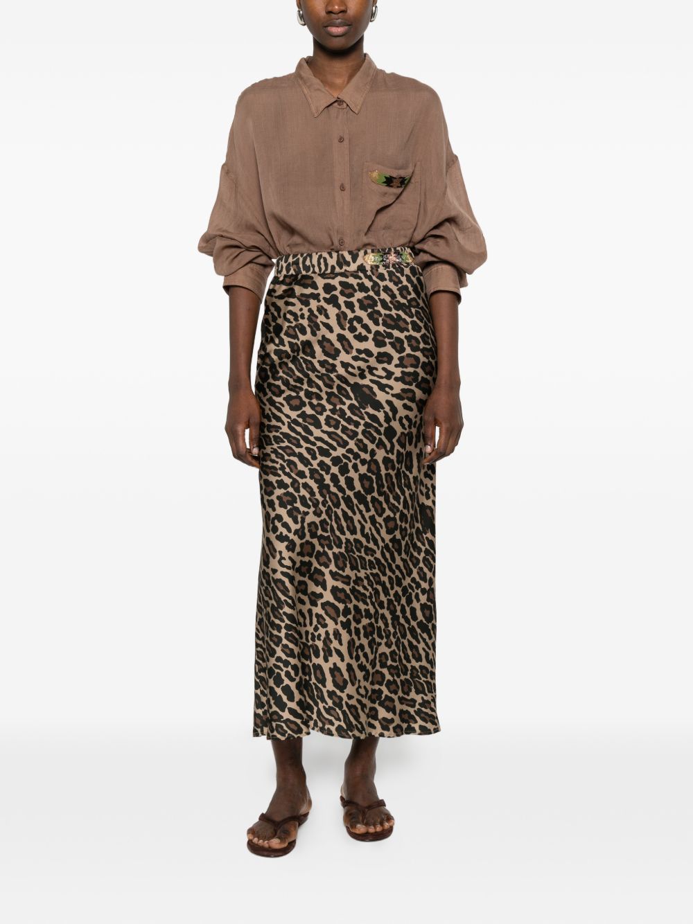 Bazar Deluxe Leopard print midi skirt