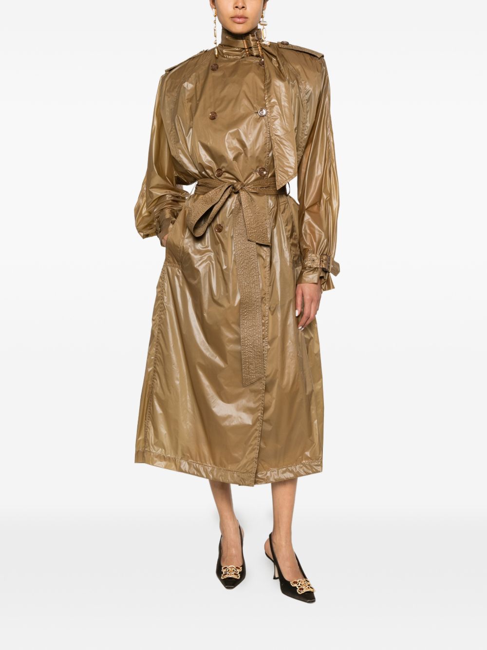 Saint Laurent Lavallière Double-Breasted Belted Trench Coat