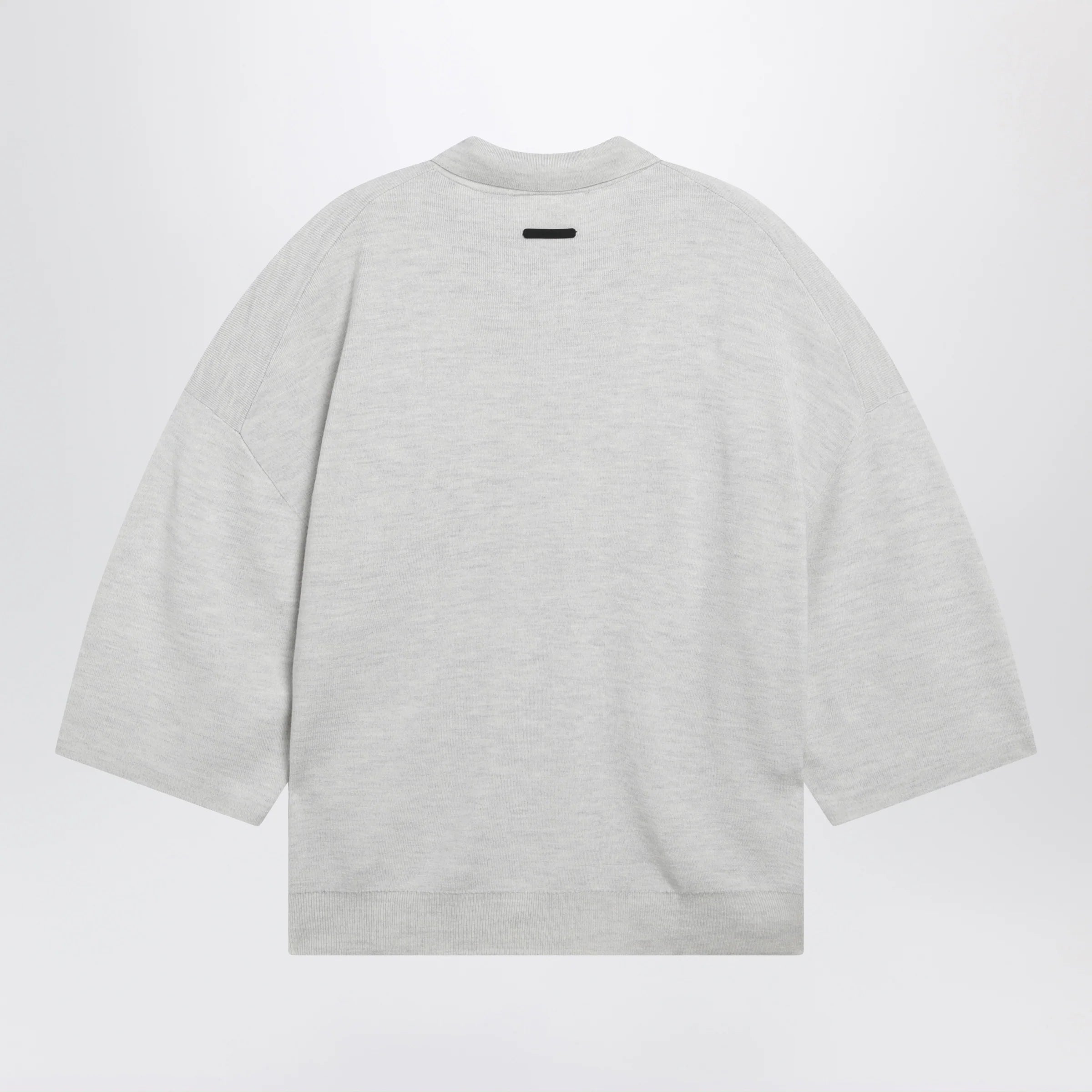 Fear of God Essentials Signature knit polo with 3/4 sleeves in mélange beige