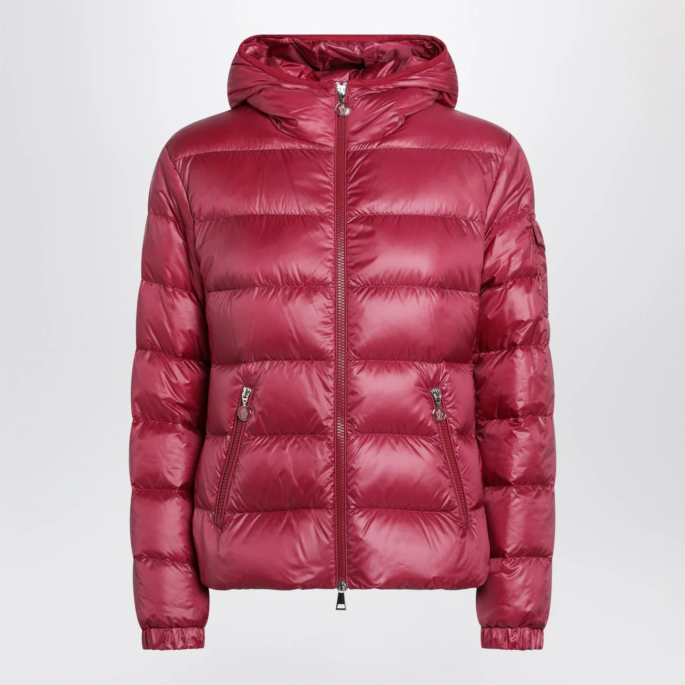Moncler Glesse short padded jacket with hood in red