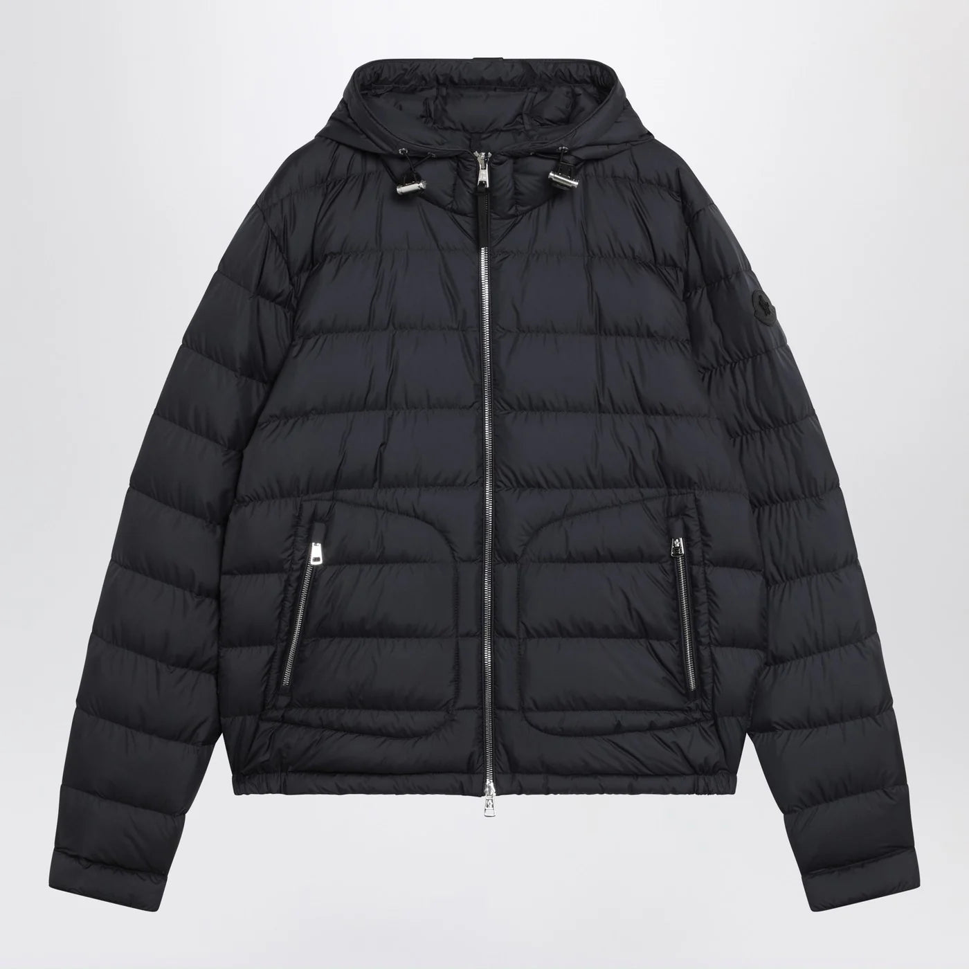 Moncler Navy blue short hooded down jacket