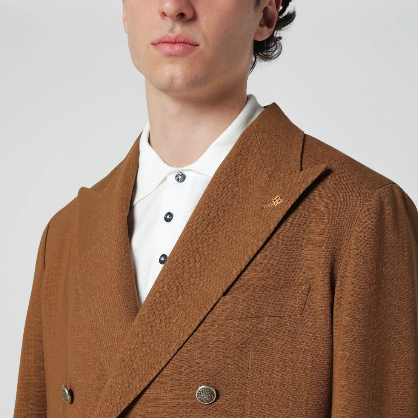 Tagliatore Caramel double-breasted wool jacket