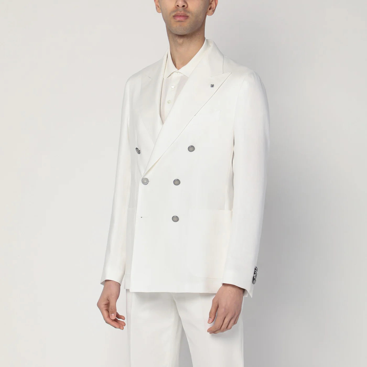 Tagliatore Double-breasted cream-colored jacket in linen