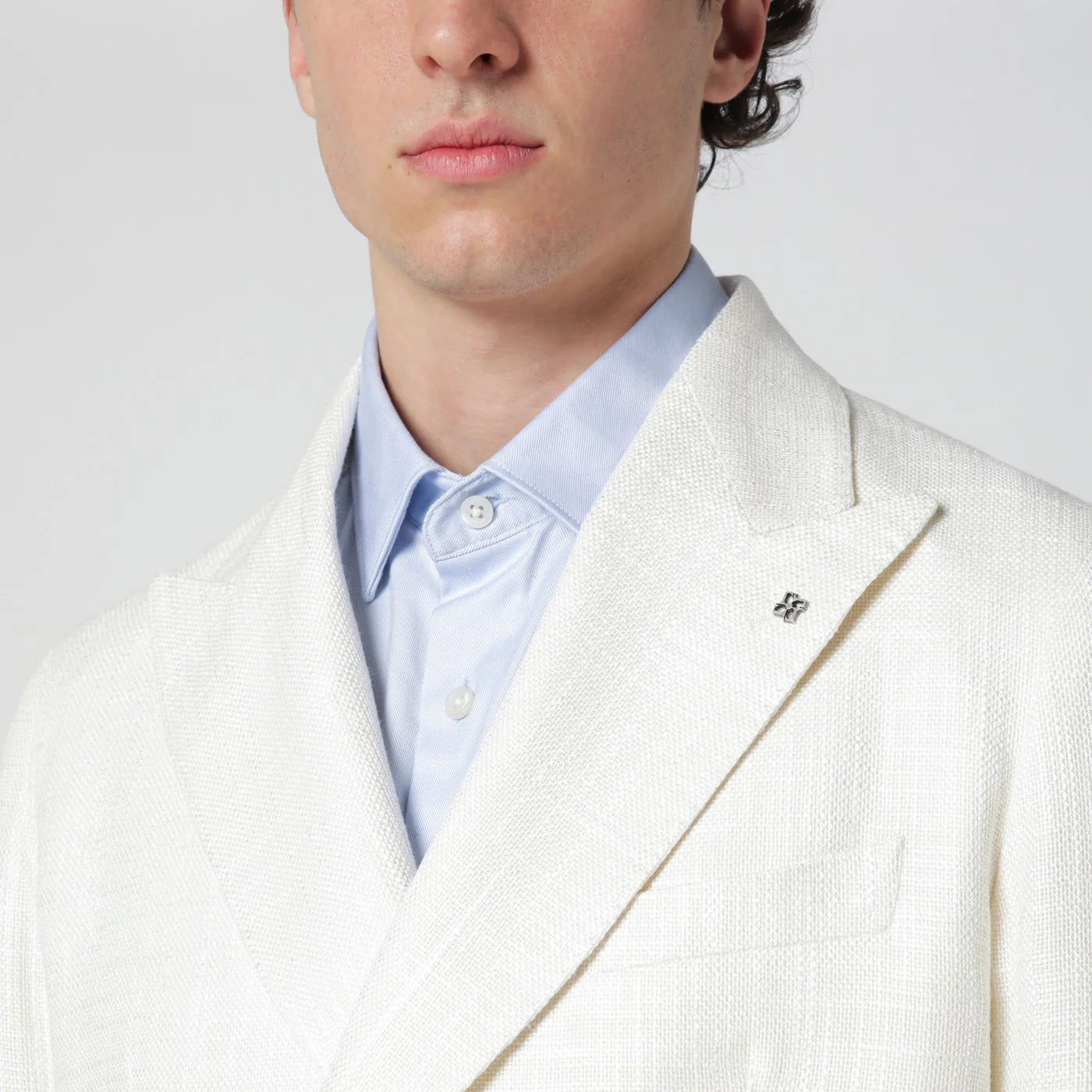 Tagliatore White double-breasted linen-blend jacket