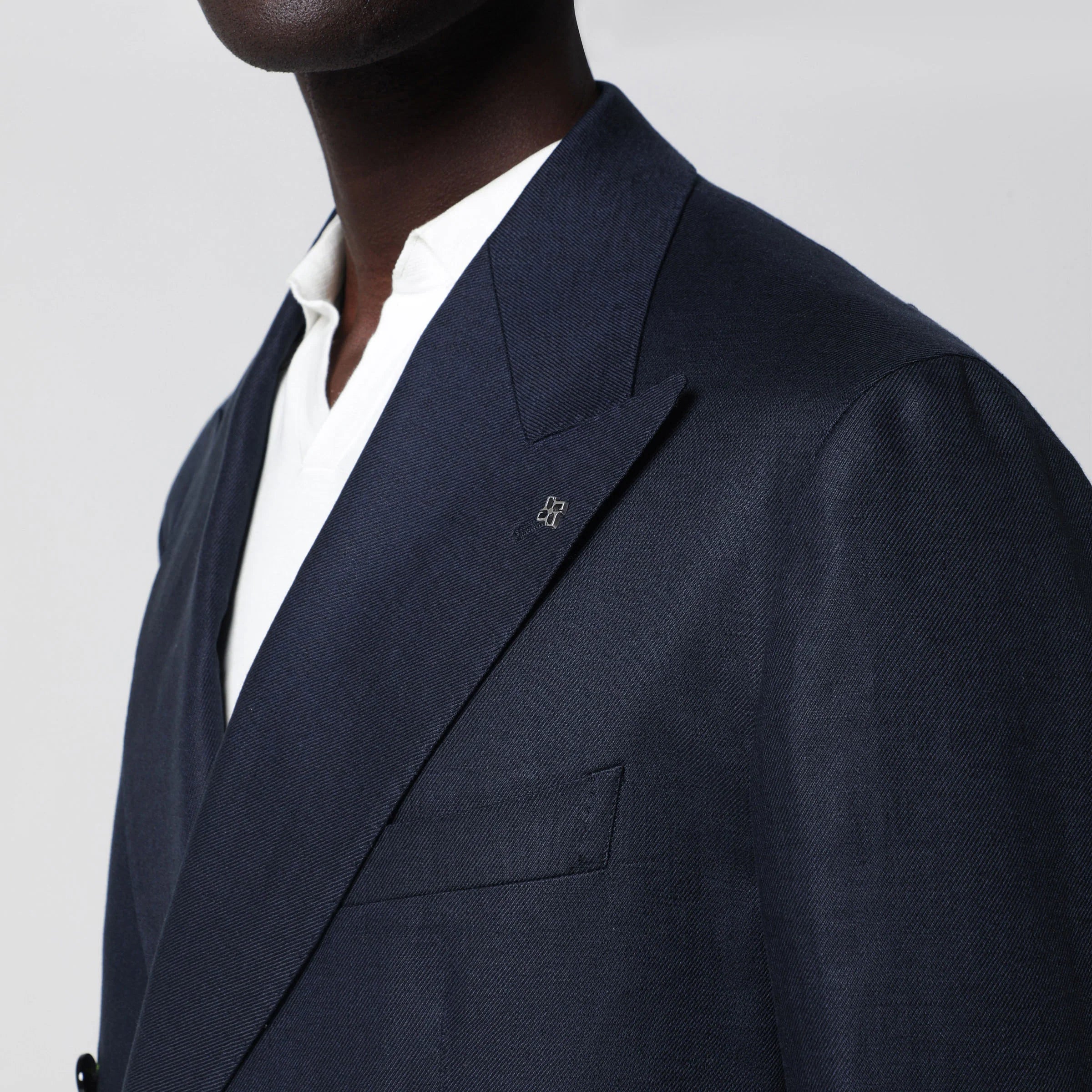 Tagliatore Double-breasted blue linen jacket