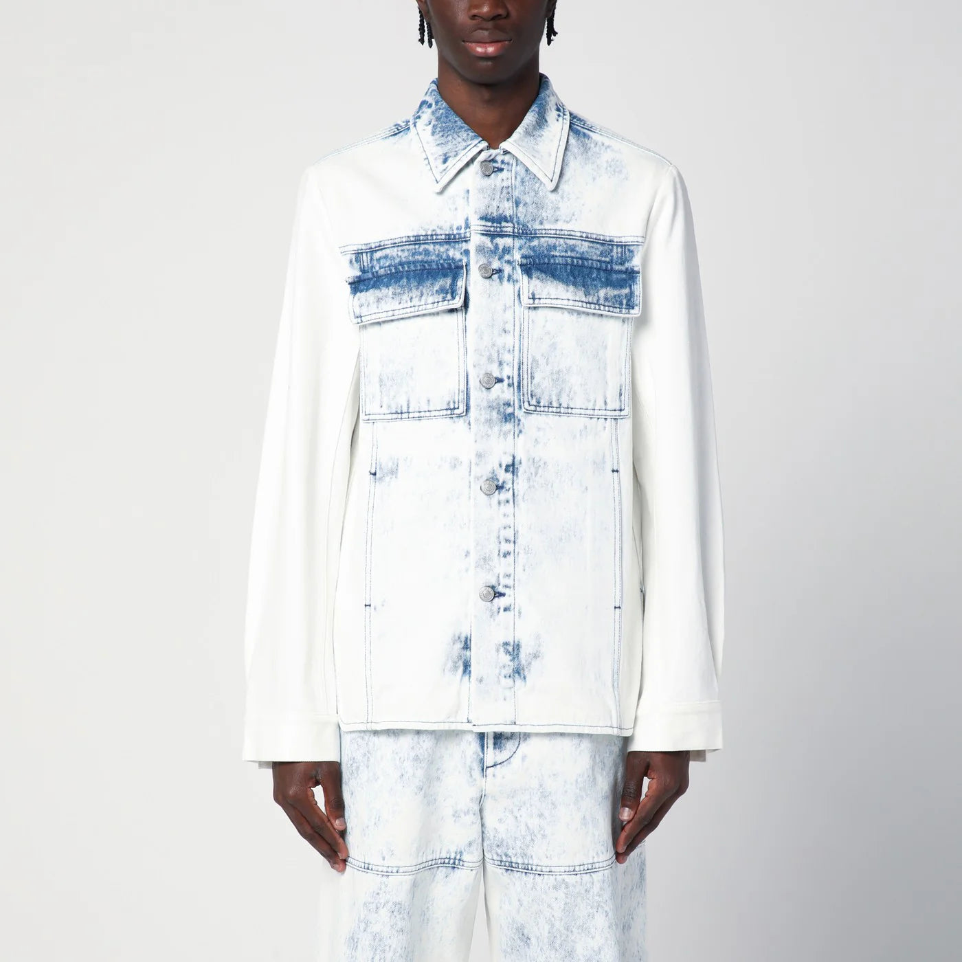 Dries Van Noten Faded blue denim shirt