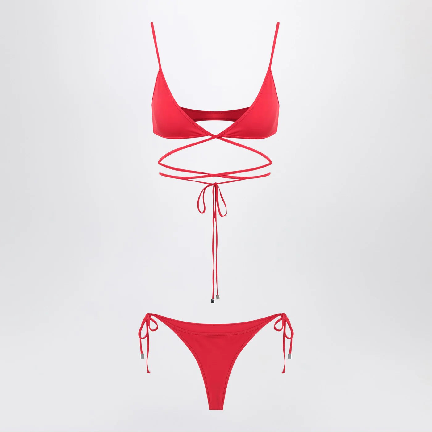 The Attico Two-piece triangle bikini in red