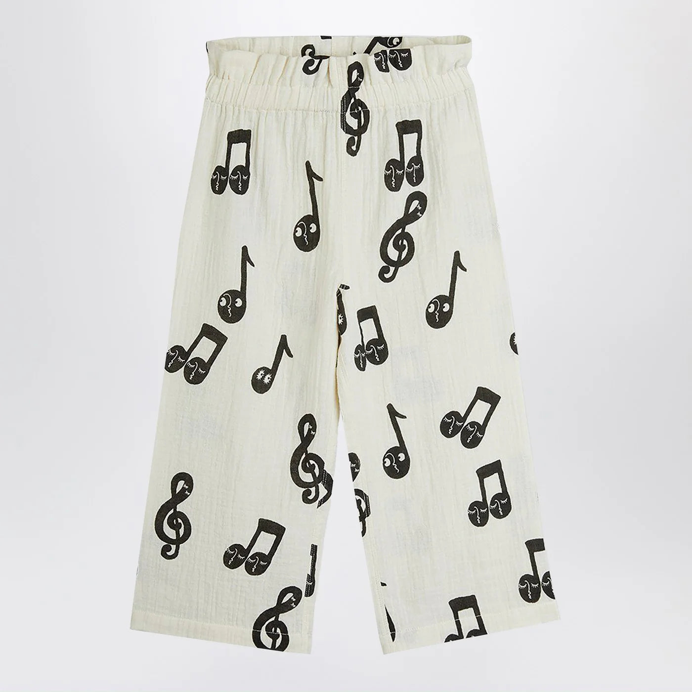 Mini Rodini Wide white trousers with musical notes