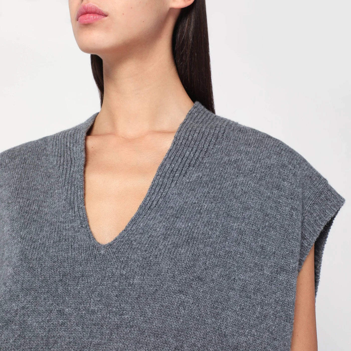 Roberto Collina Oversized grey wool vest