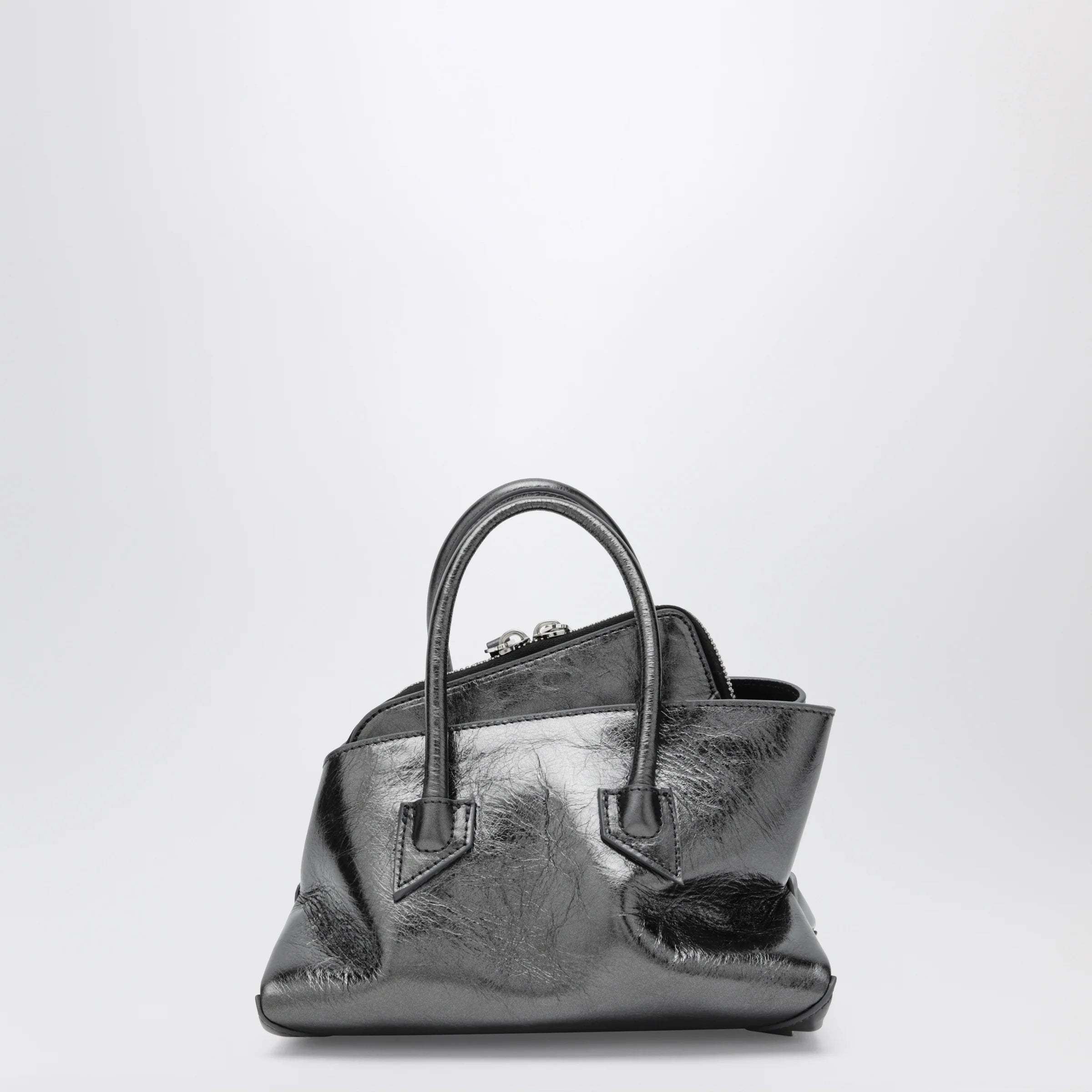 The Attico La Passeggiata Mini dark grey cracked laminated leather bag