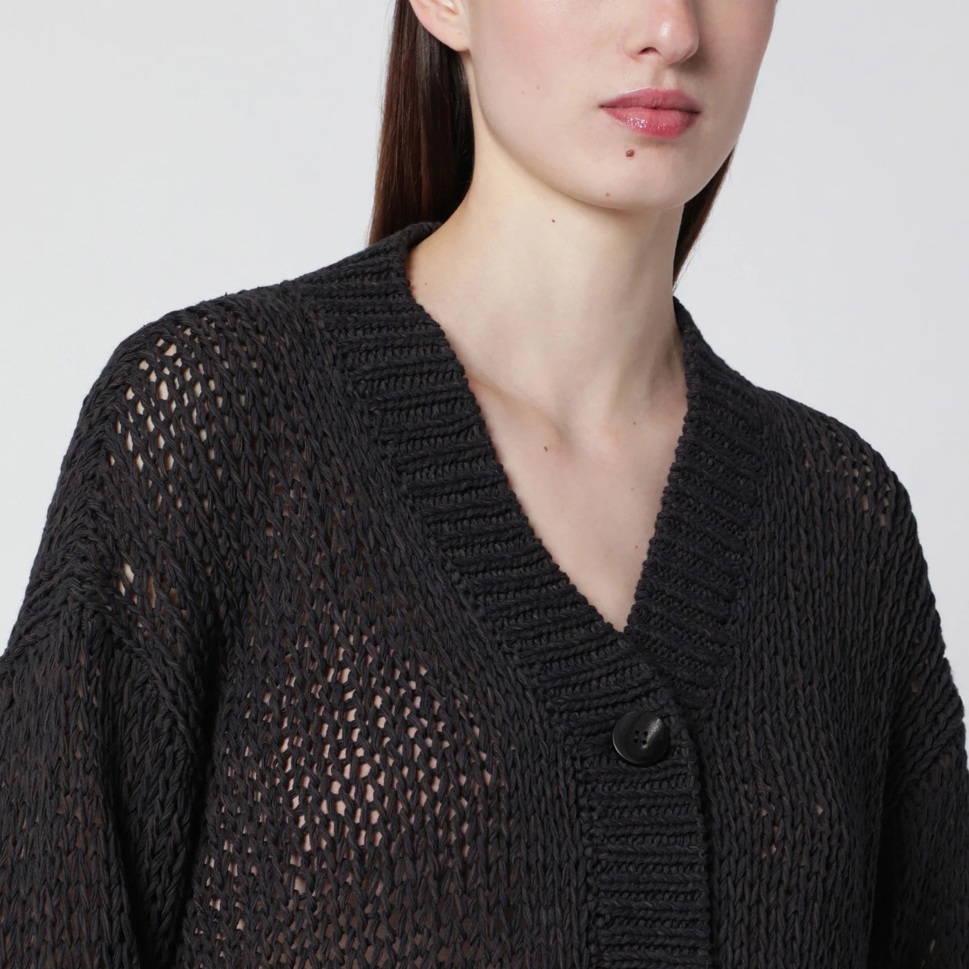 Roberto Collina Brown cotton-blend knit cardigan