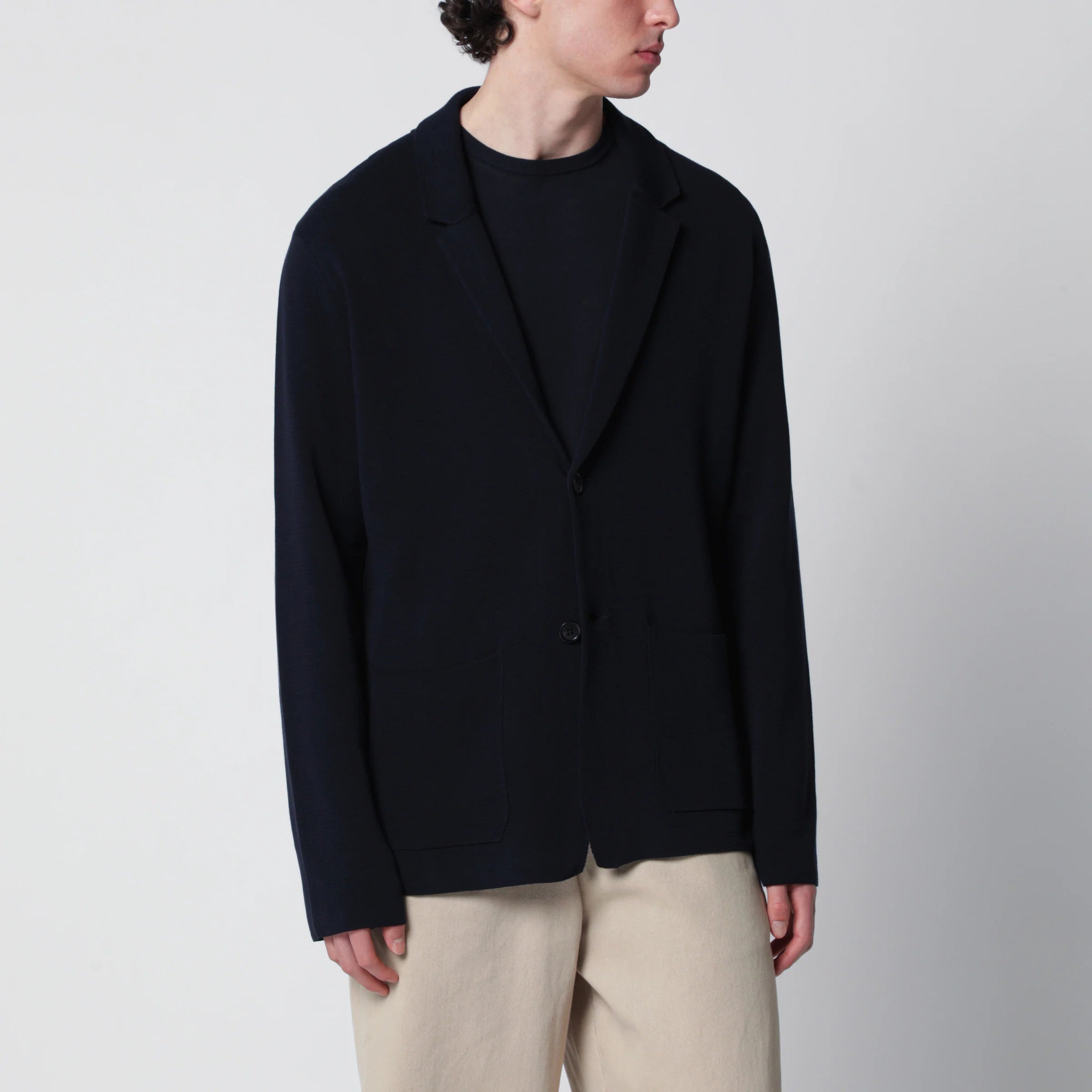 Roberto Collina Navy blue cotton cardigan jacket