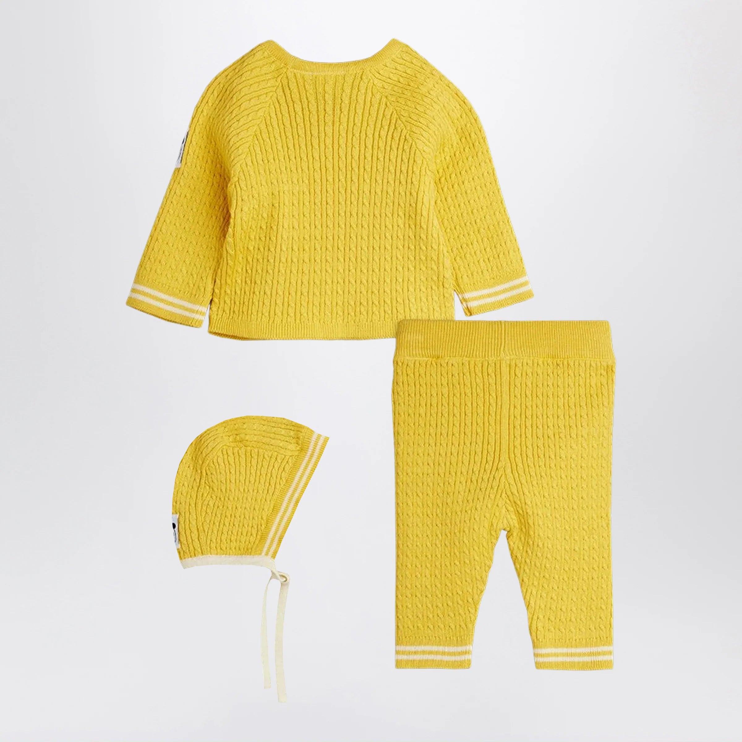 Mini Rodini Yellow cable-knit set