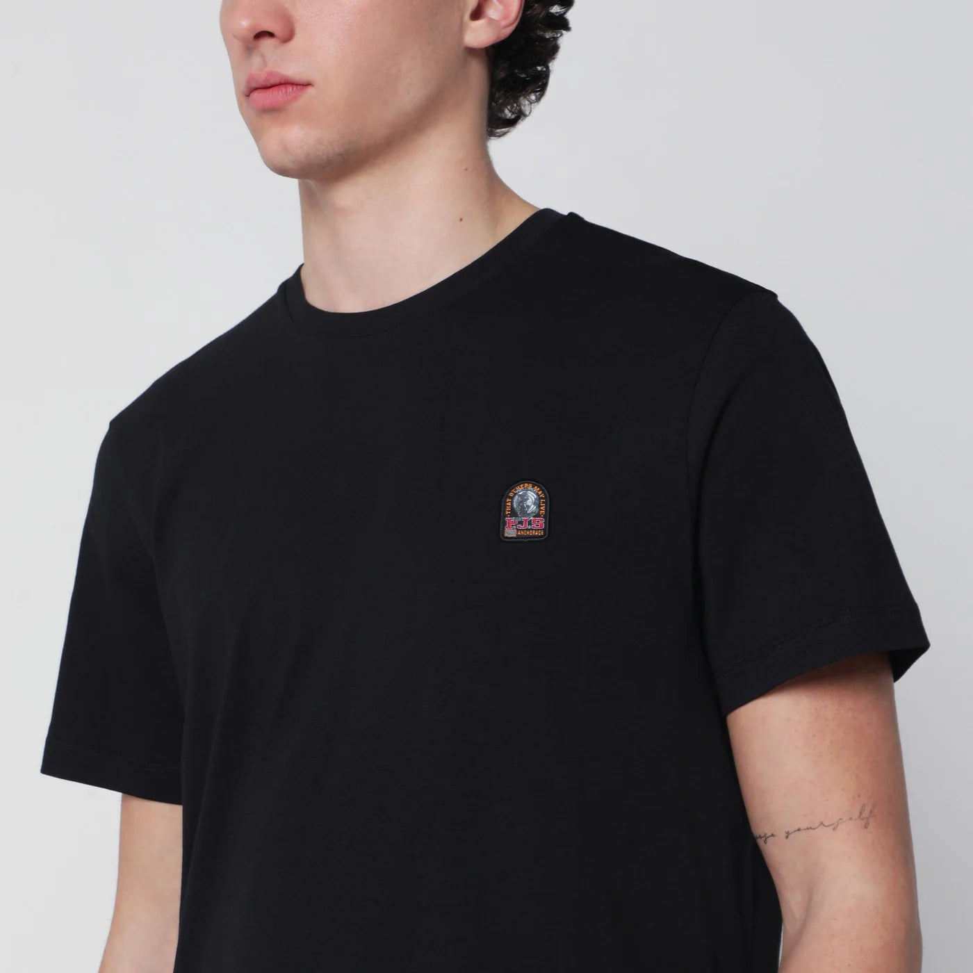 Parajumpers Black regular-fit T-shirt with logo patch