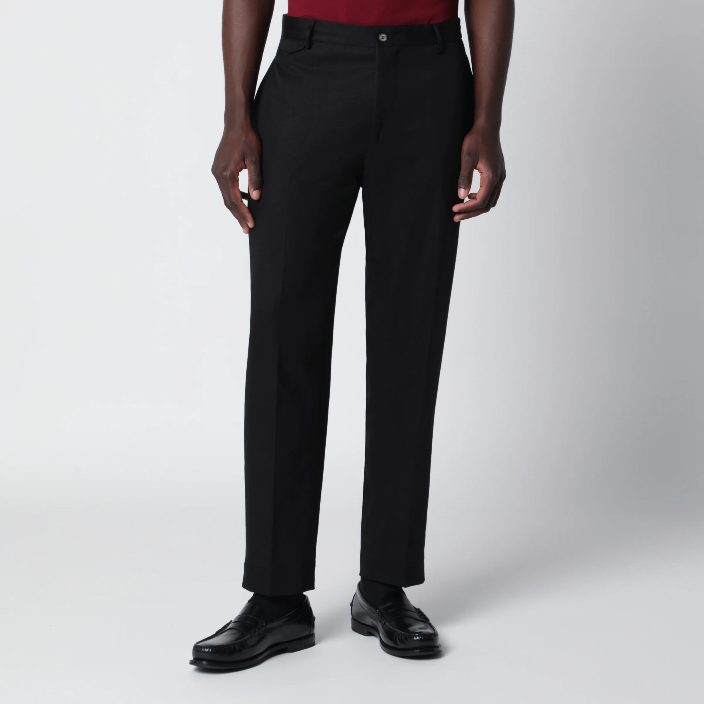 Santaniello Black cotton and linen trousers