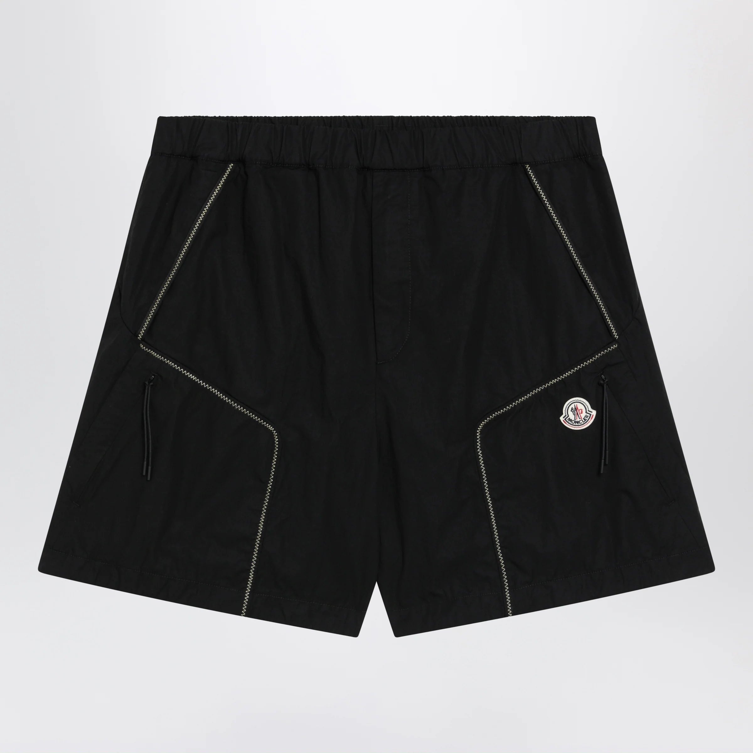 Moncler Black cargo shorts in cotton gabardine
