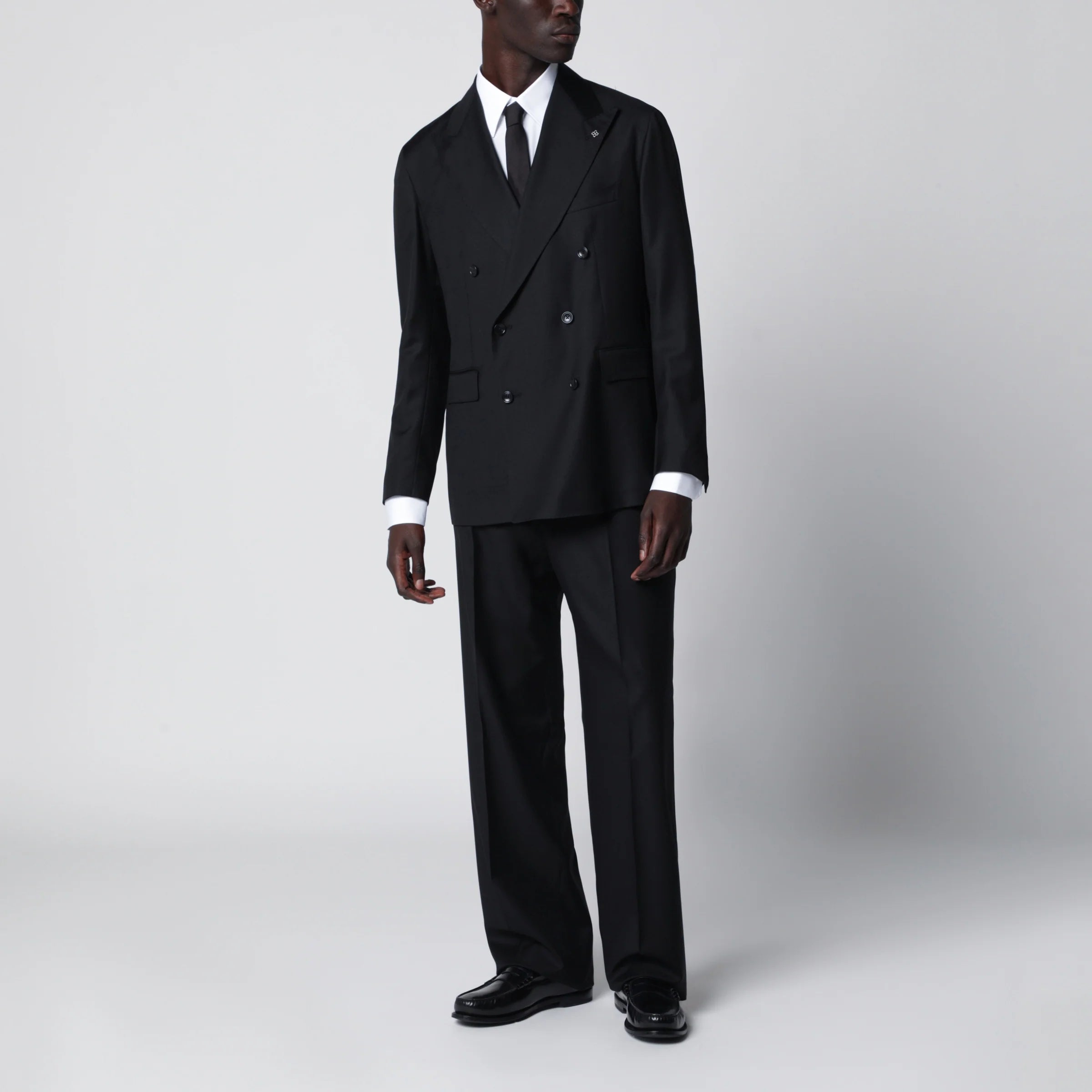 Tagliatore Black double-breasted wool suit