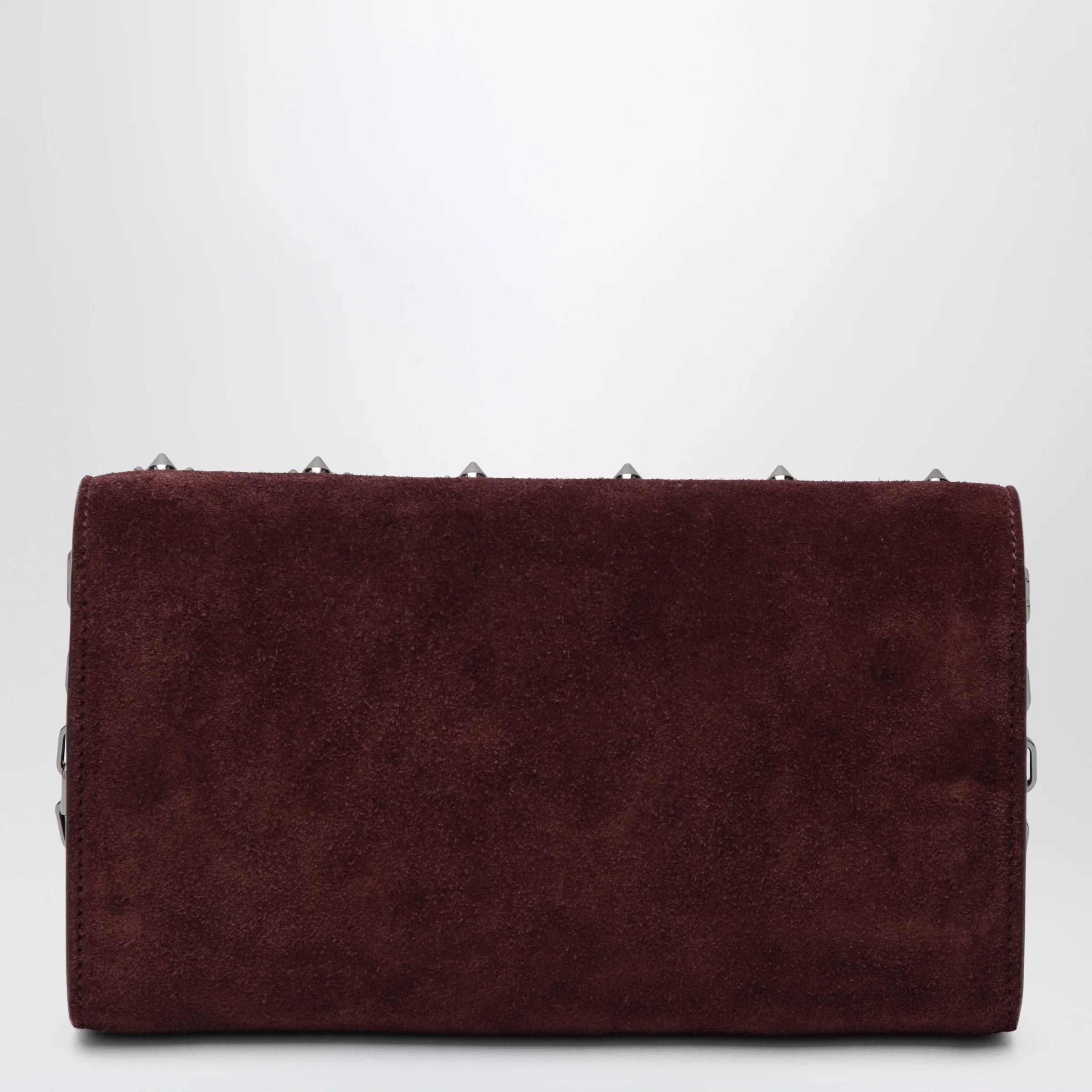 Christian Louboutin Paloma studded suede wallet on chain Burgundy