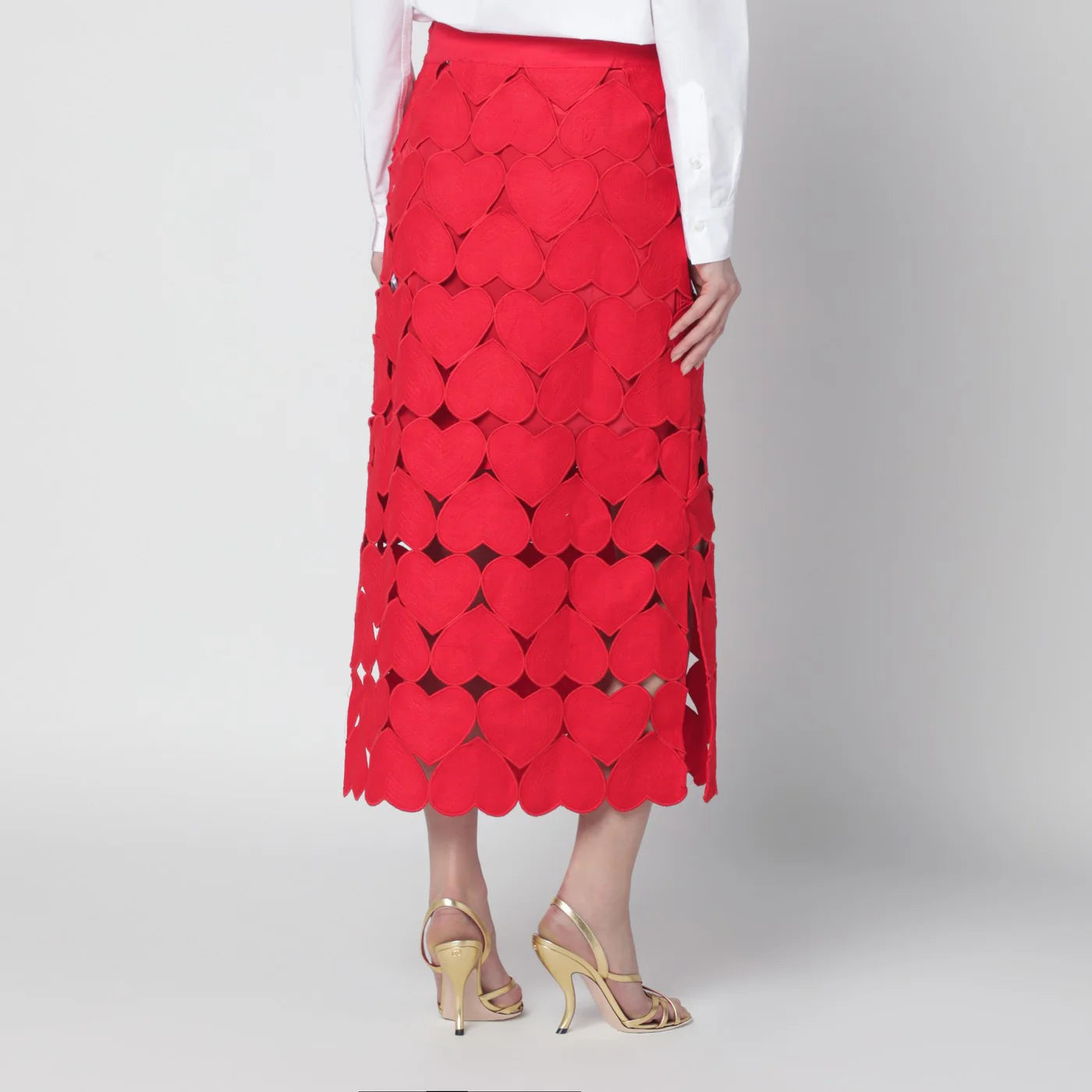 FARM Rio Red linen Hearts skirt