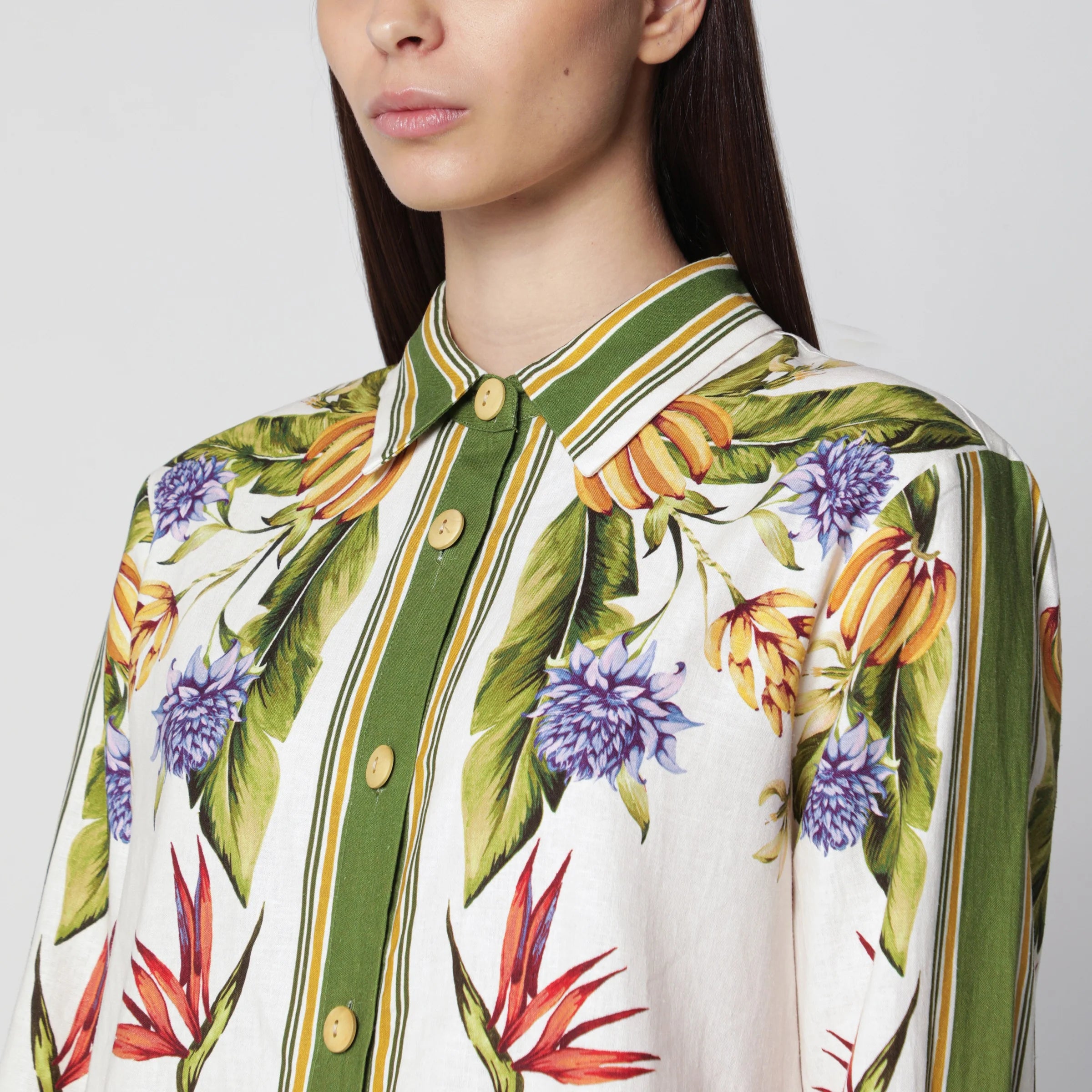 FARM Rio Sand Tropical Scarf linen-blend shirt
