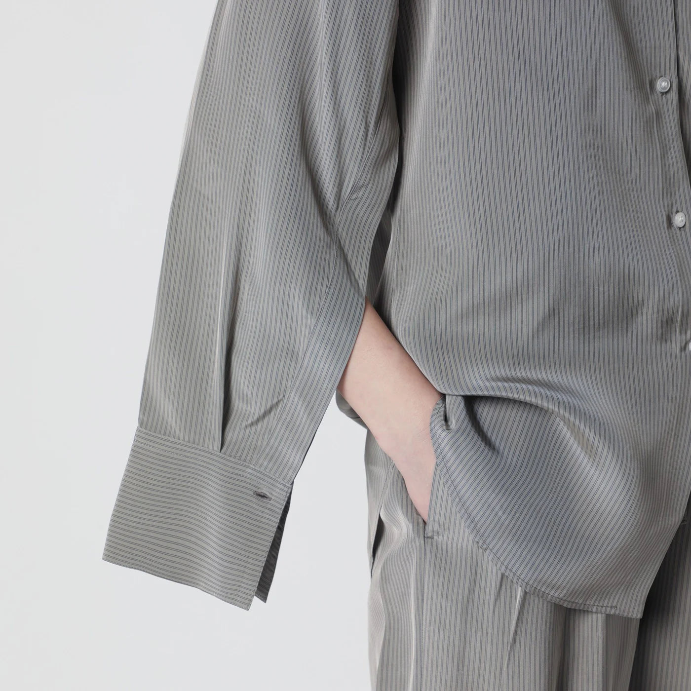 Róhe Light grey striped oversized shirt