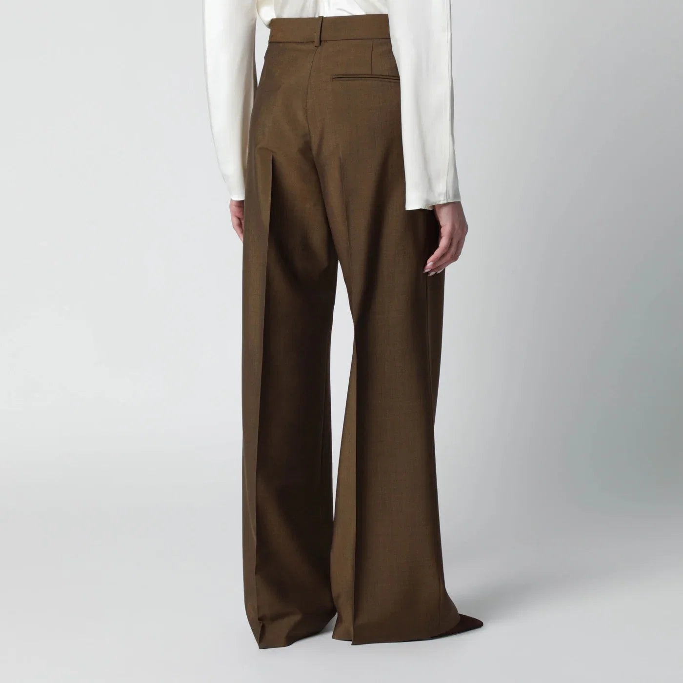 Róhe Light brown wool-blend trousers
