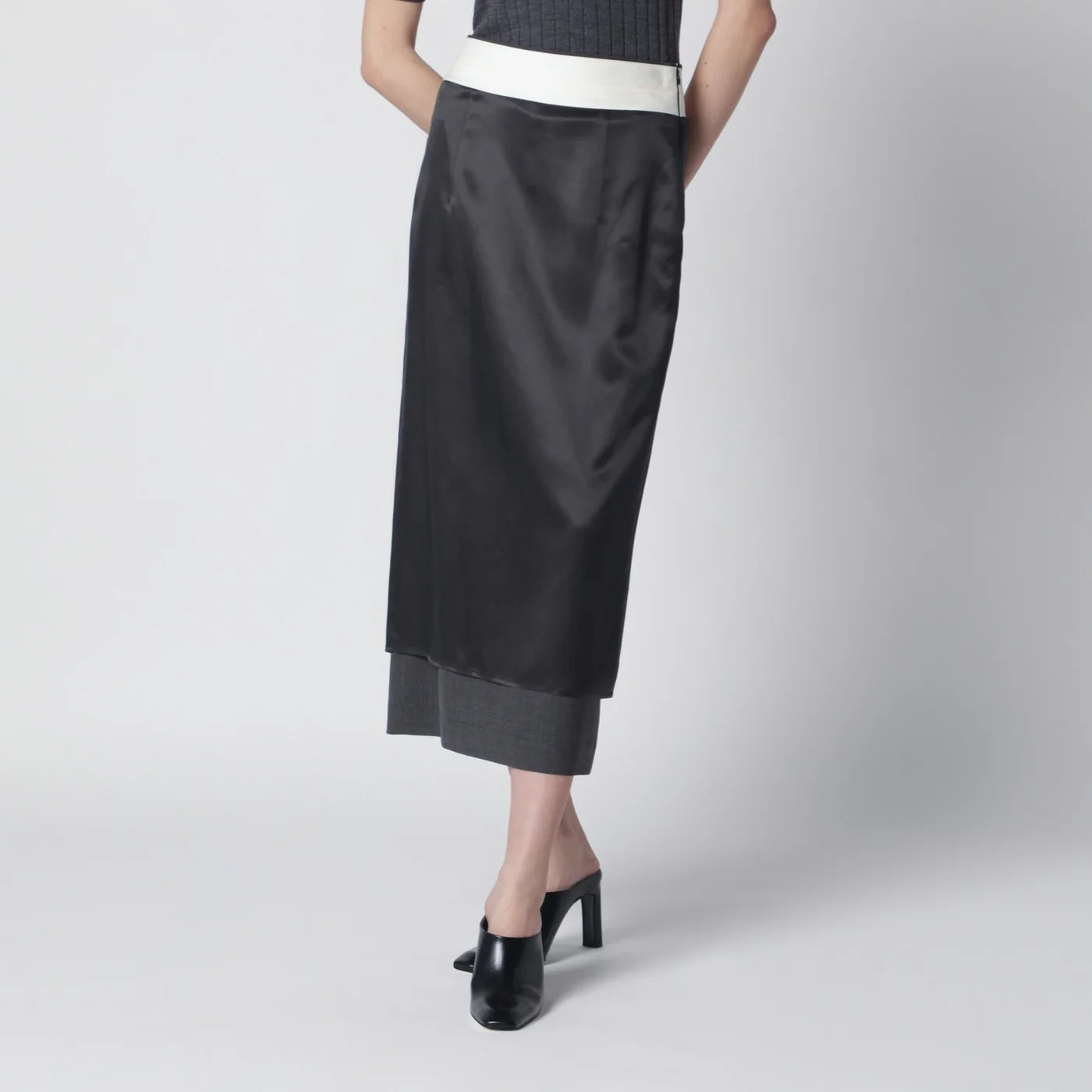 Róhe Dark grey inside-out midi skirt