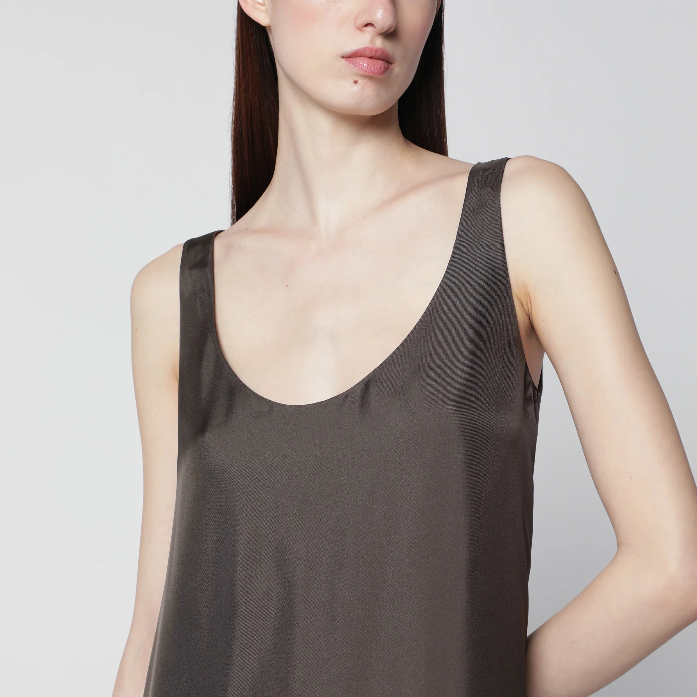 Róhe Earth-tone silk dress