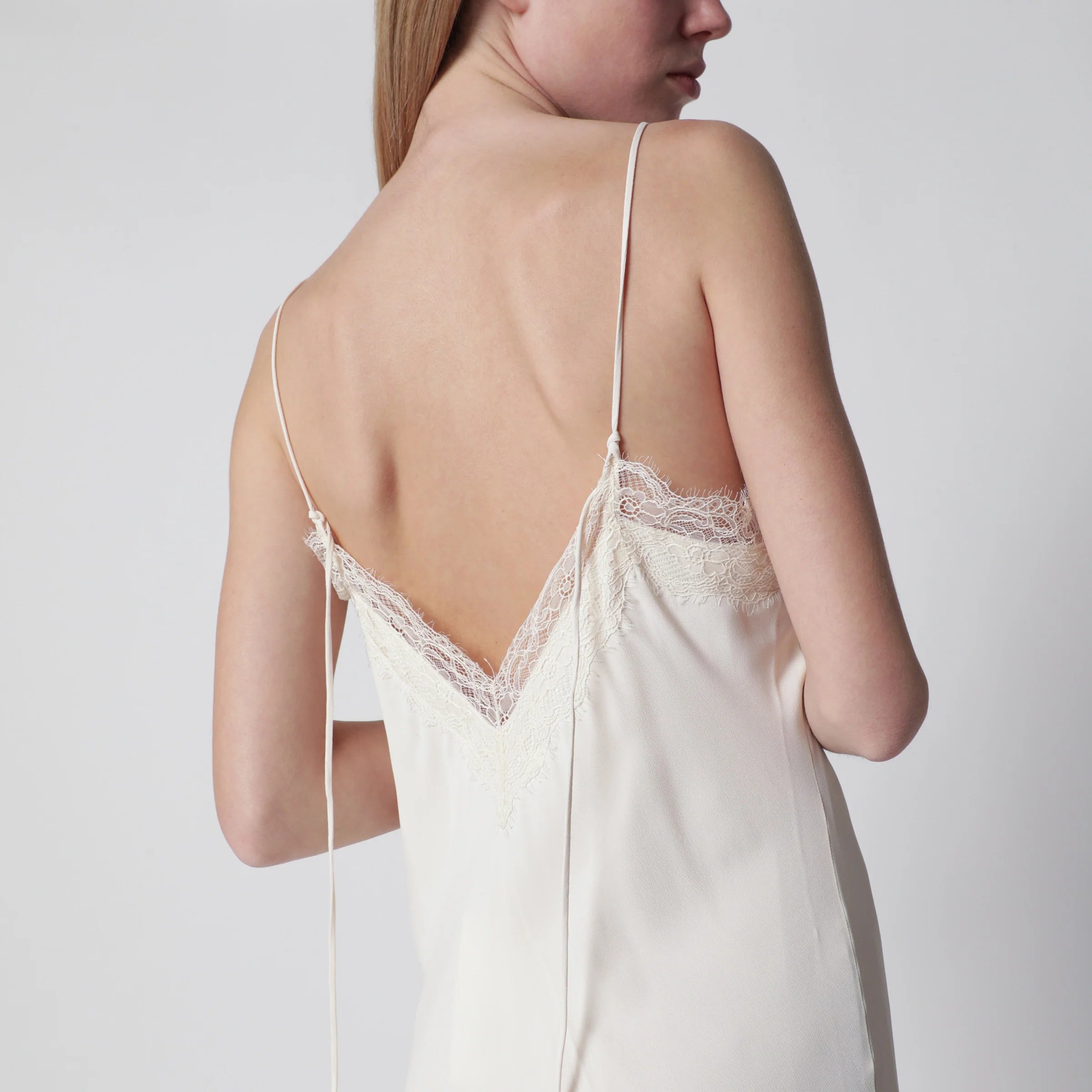 Róhe White silk and lace slip dress
