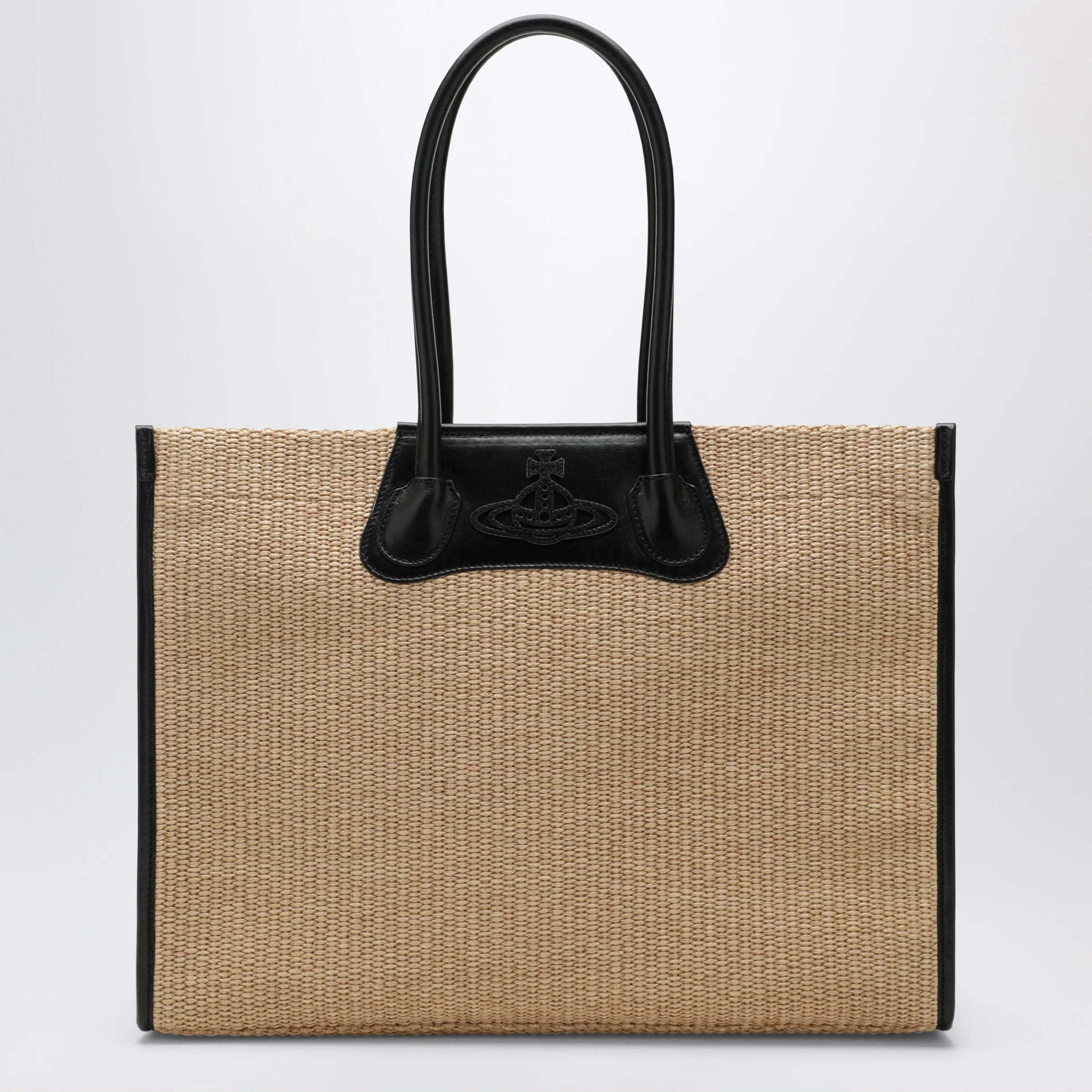 Vivienne Westwood Troy tote bag in raffia-effect fabric, natural