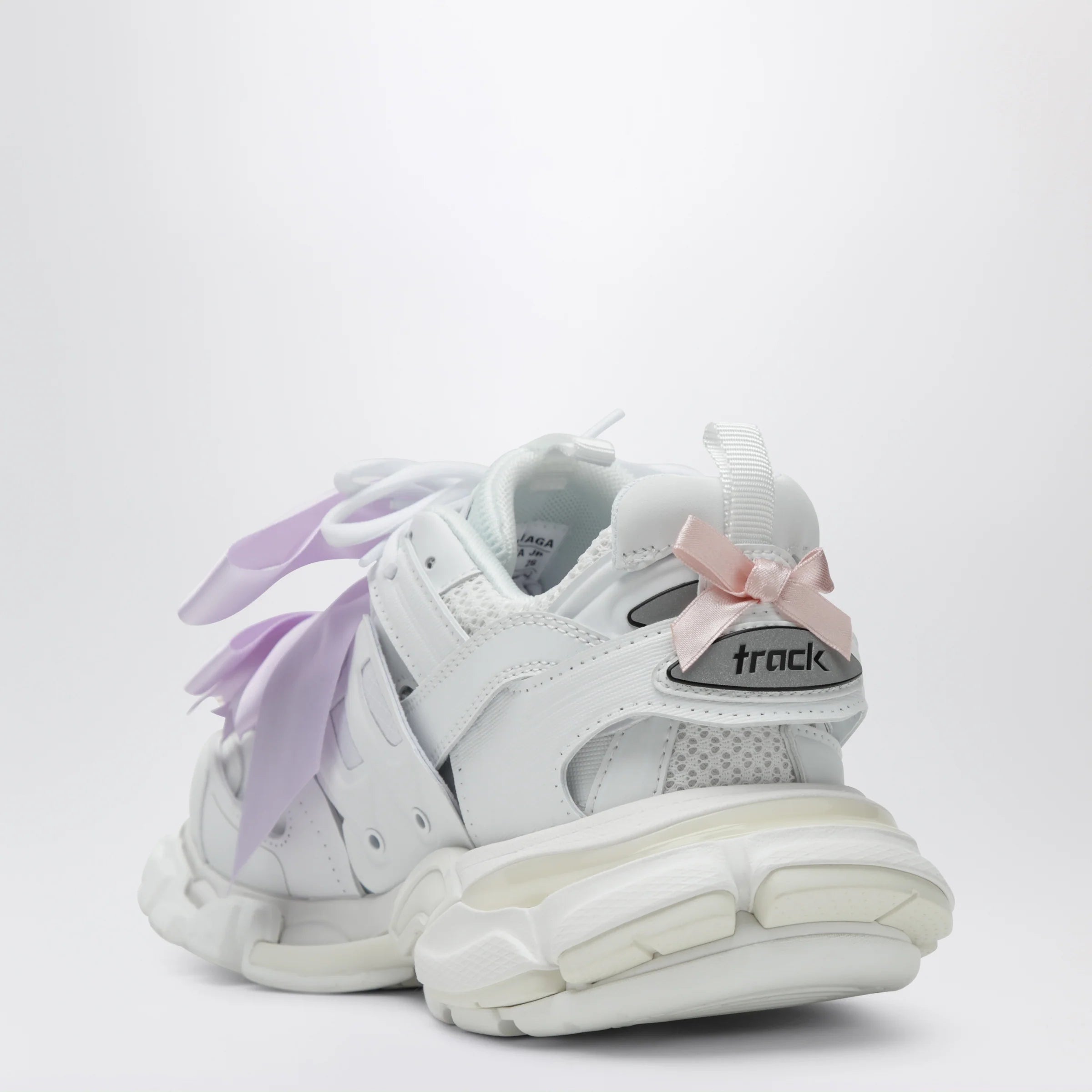 Balenciaga Track Bow Sneakers in mixed materials, white and pink