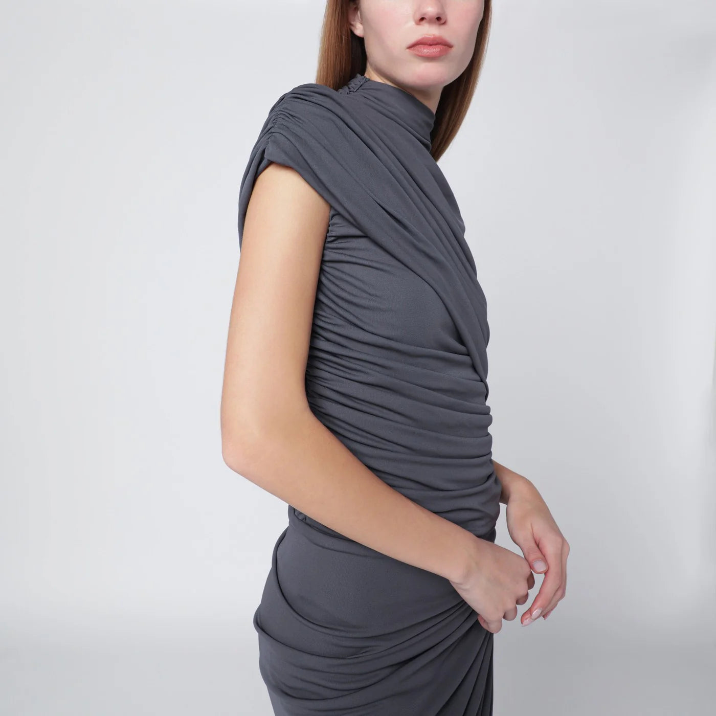 Francesco Murano Grey draped stretch jersey dress