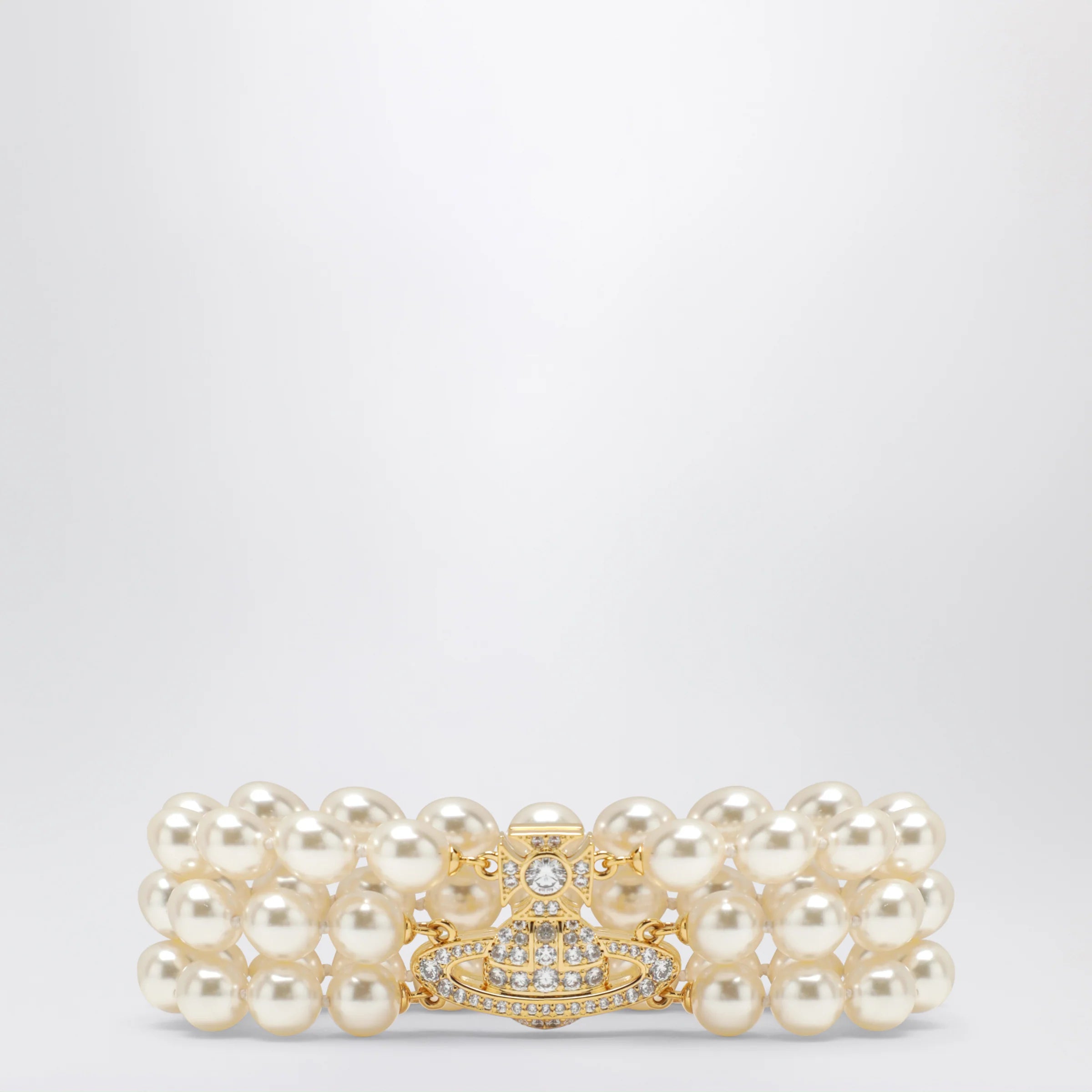 Vivienne Westwood Gold Orb three-row bracelet with pearls