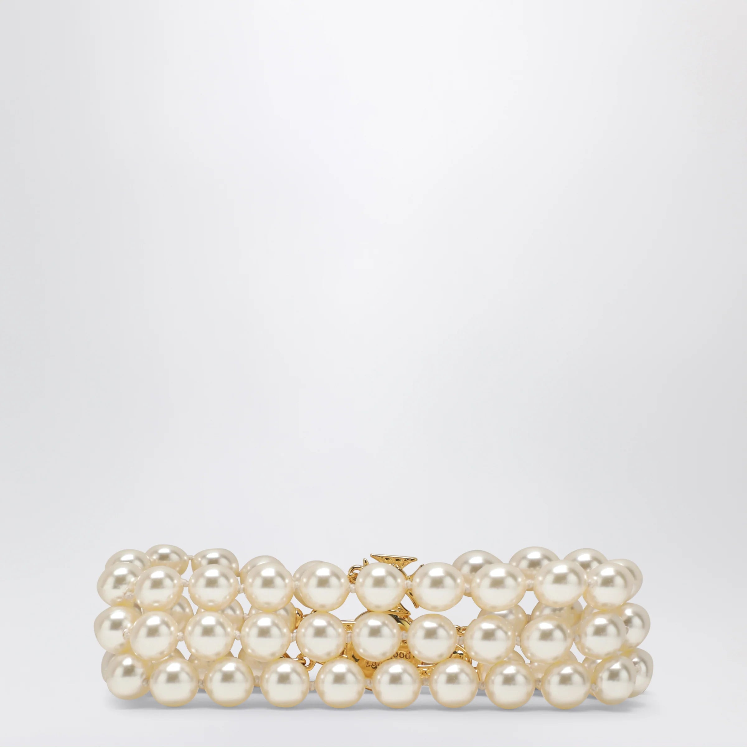 Vivienne Westwood Gold Orb three-row bracelet with pearls