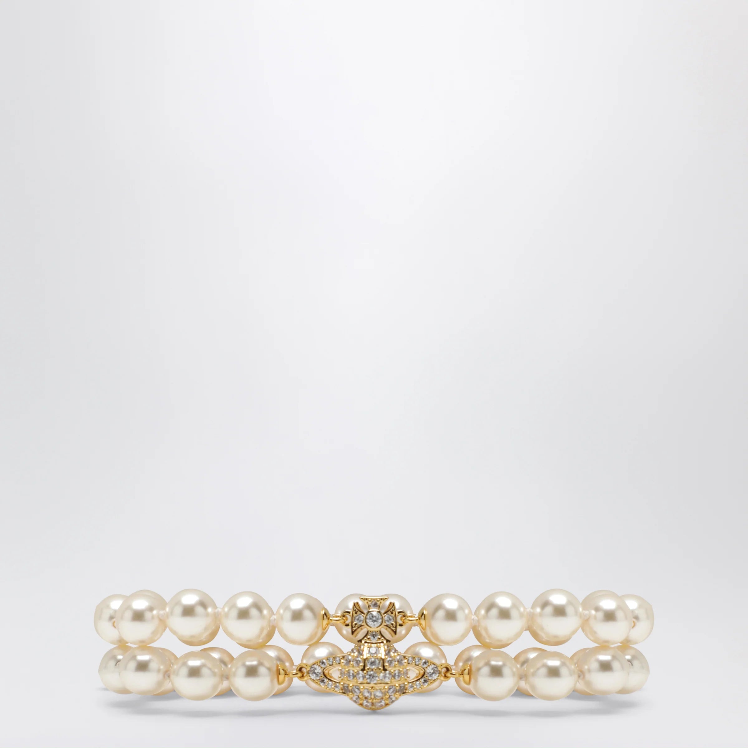 Vivienne Westwood Gold Orb two-row bracelet with pearls