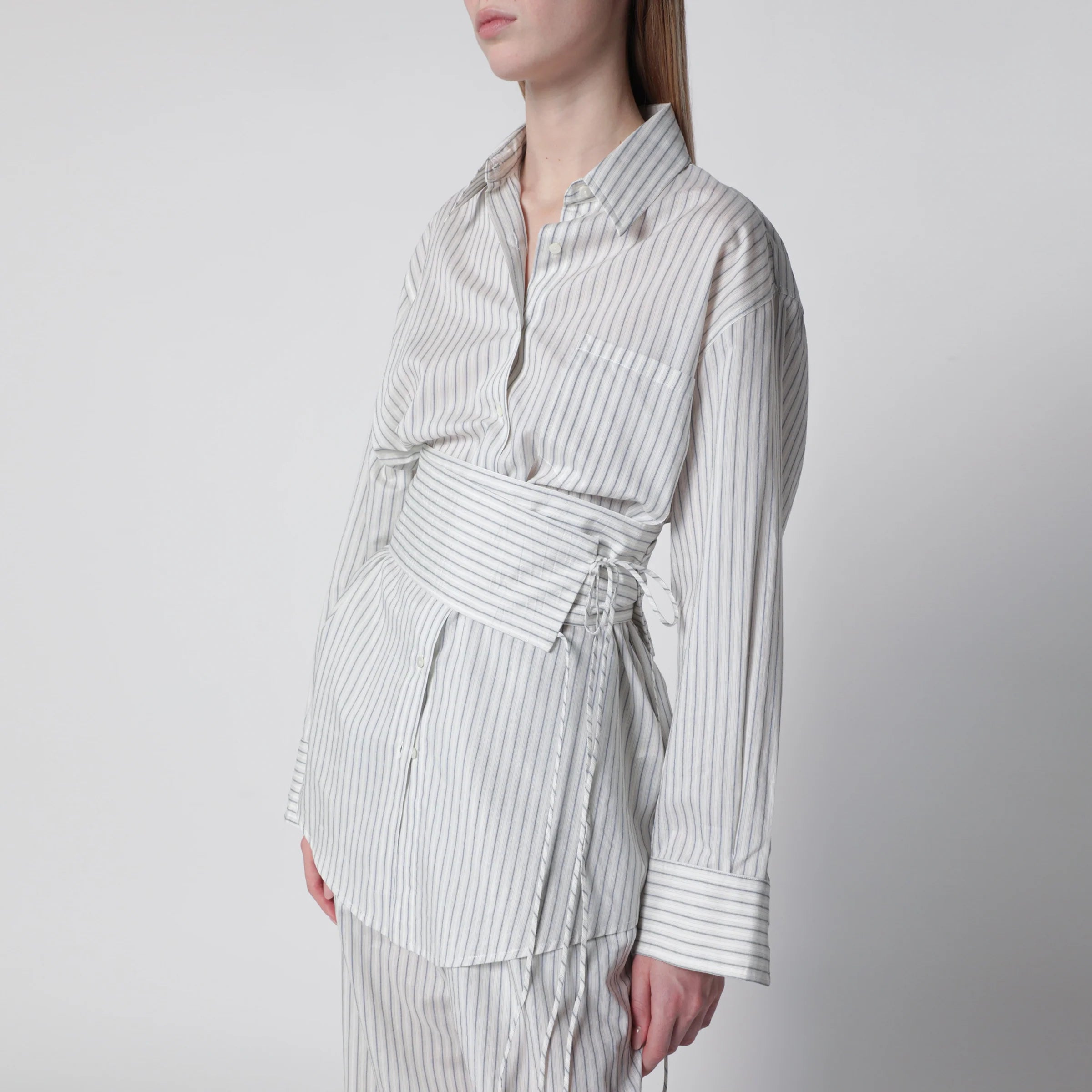 Róhe Silk striped shirt with belt
