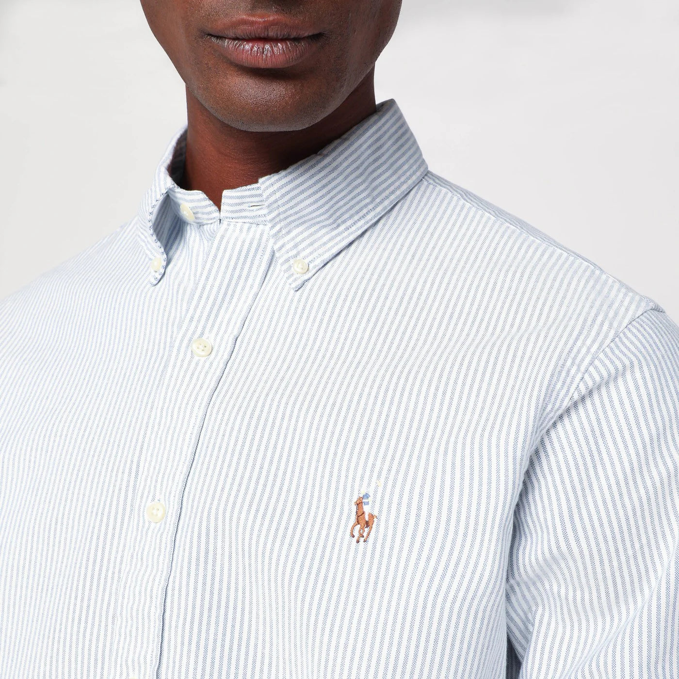 Polo Ralph Lauren Light blue/white striped Oxford shirt Custom-fit