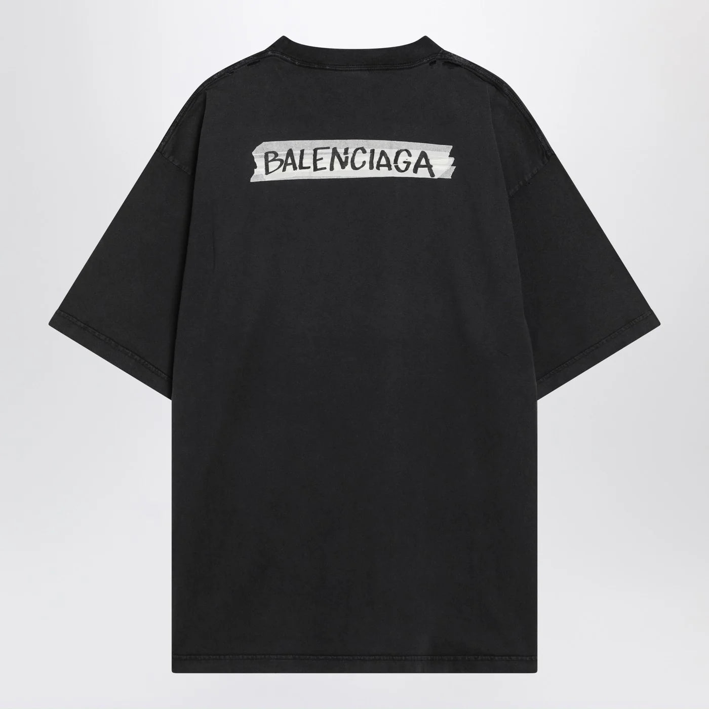 Balenciaga Black washed Masking Tape T-shirt with medium fit