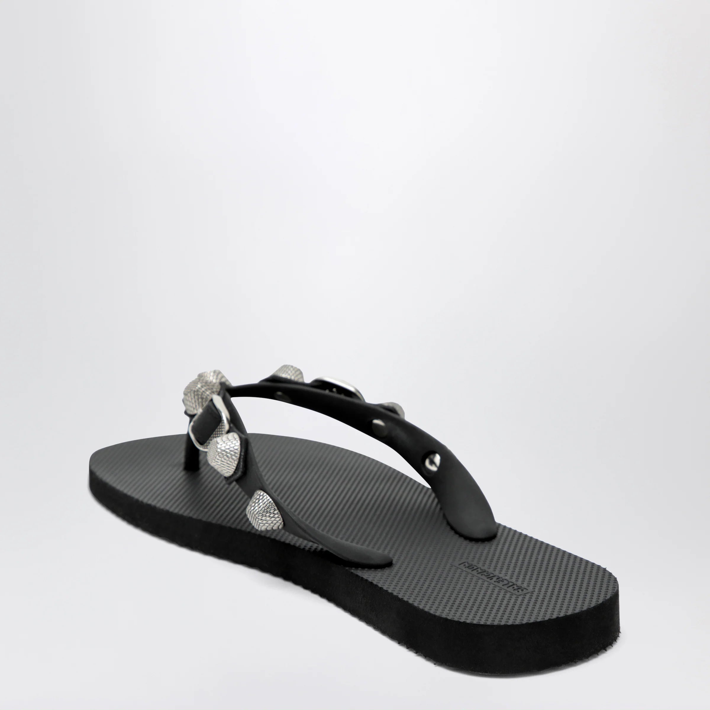 Balenciaga Cagole black rubber thong slides