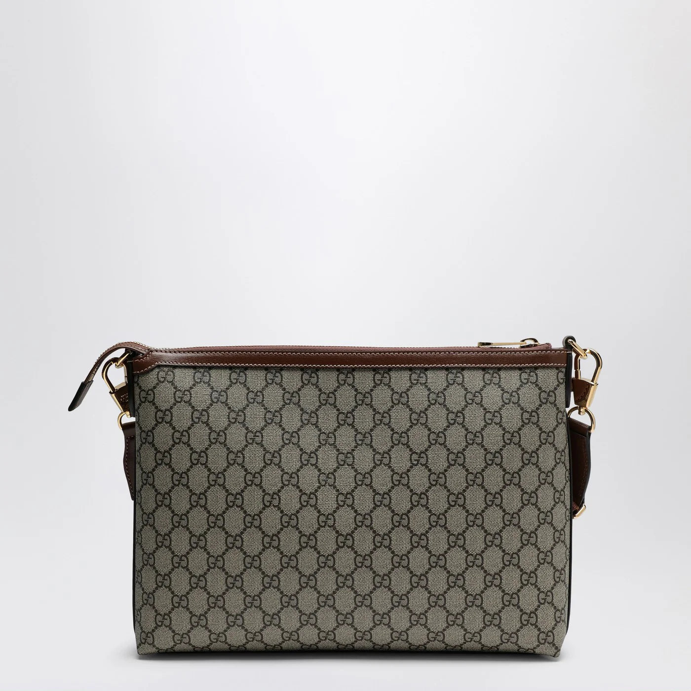 GUCCI Small shoulder bag in beige and ebony GG fabric