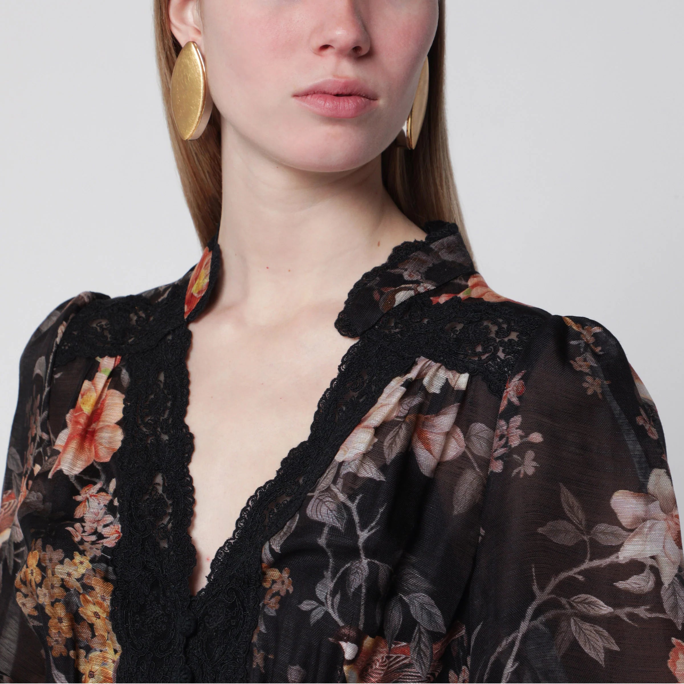 ZIMMERMANN Black Carousel peplum lace blouse