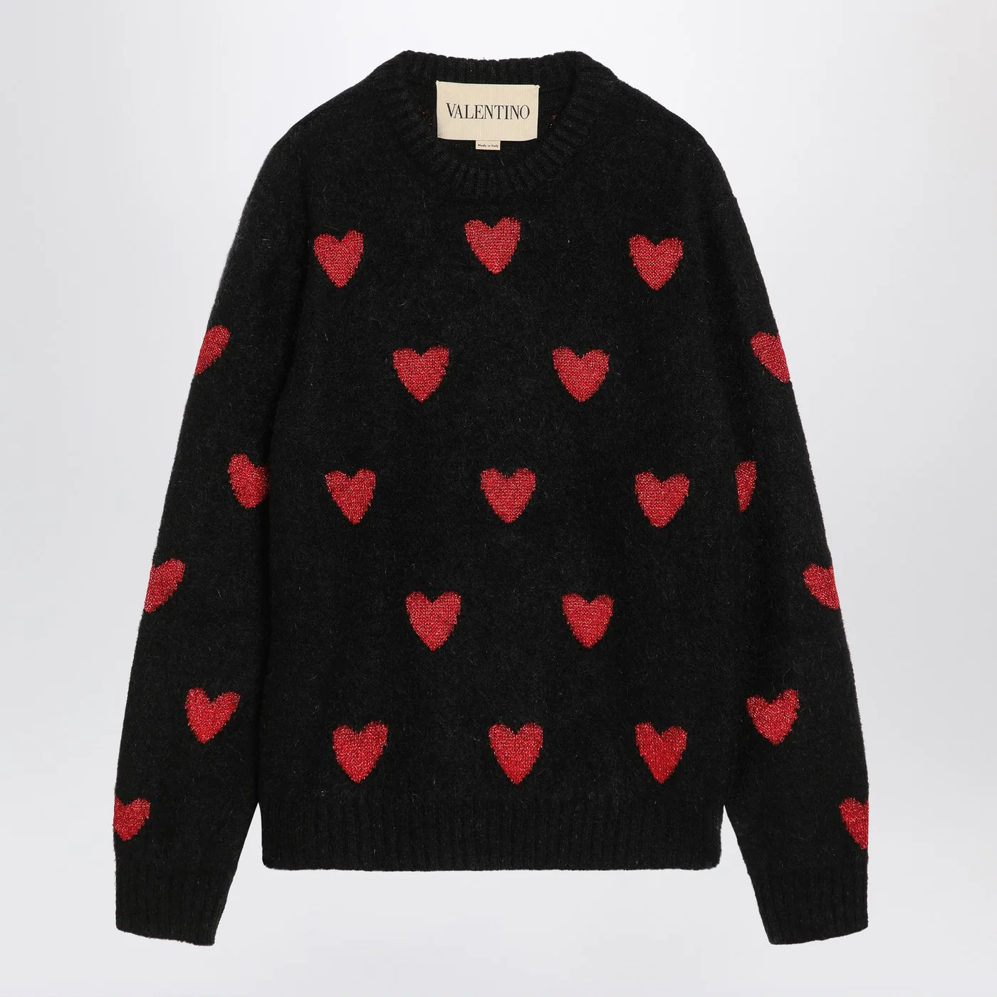 Valentino Jacquard heart pattern sweater black/red