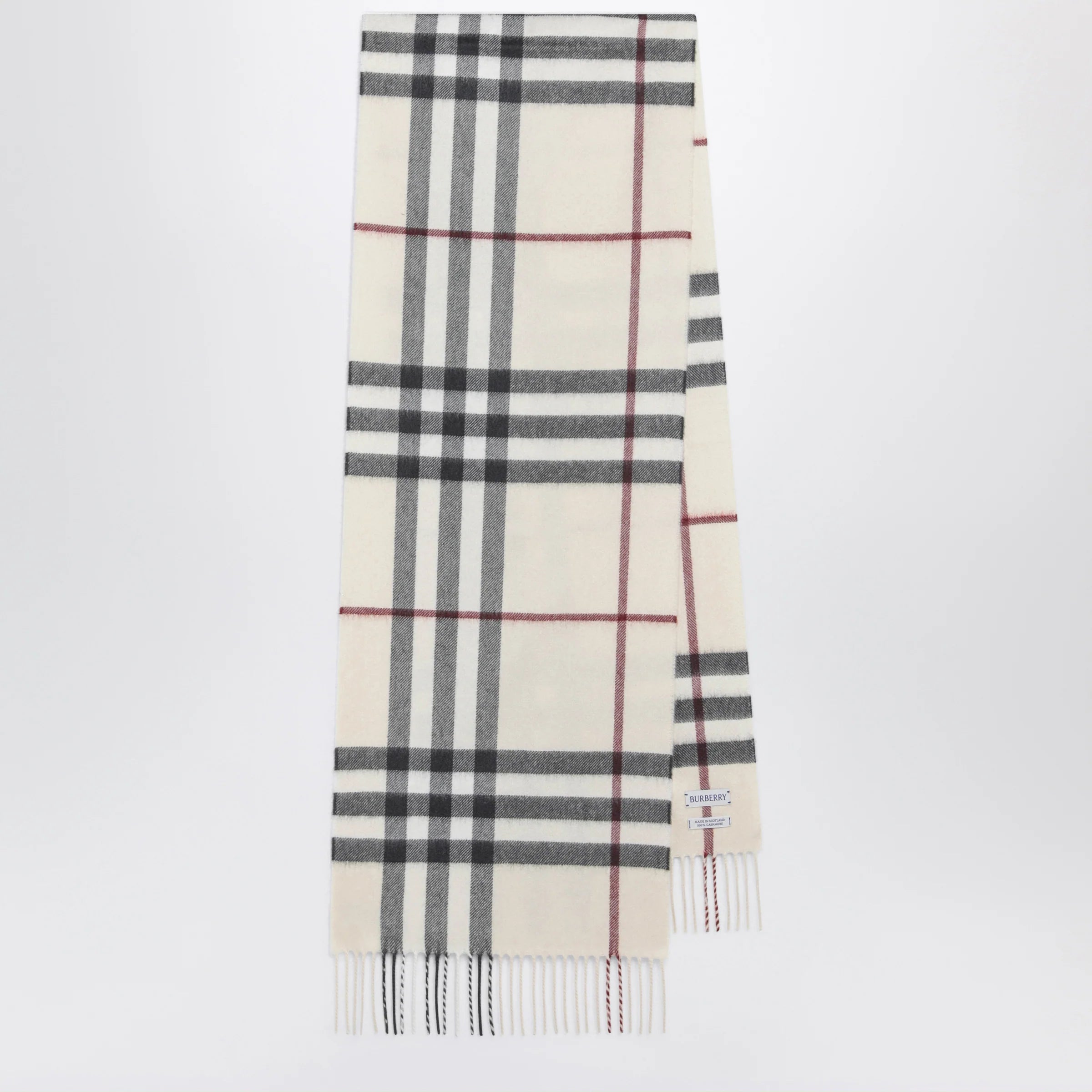 Burberry Check cashmere scarf in stone