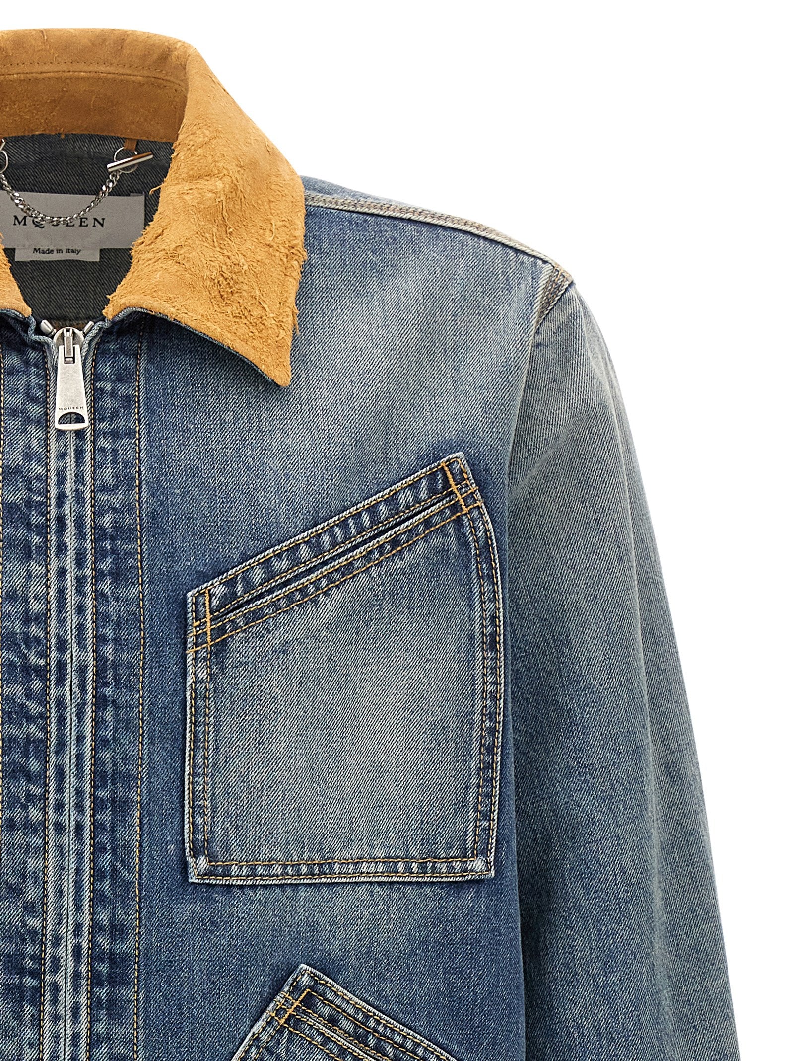 Alexander McQueen Suede Denim Jacket